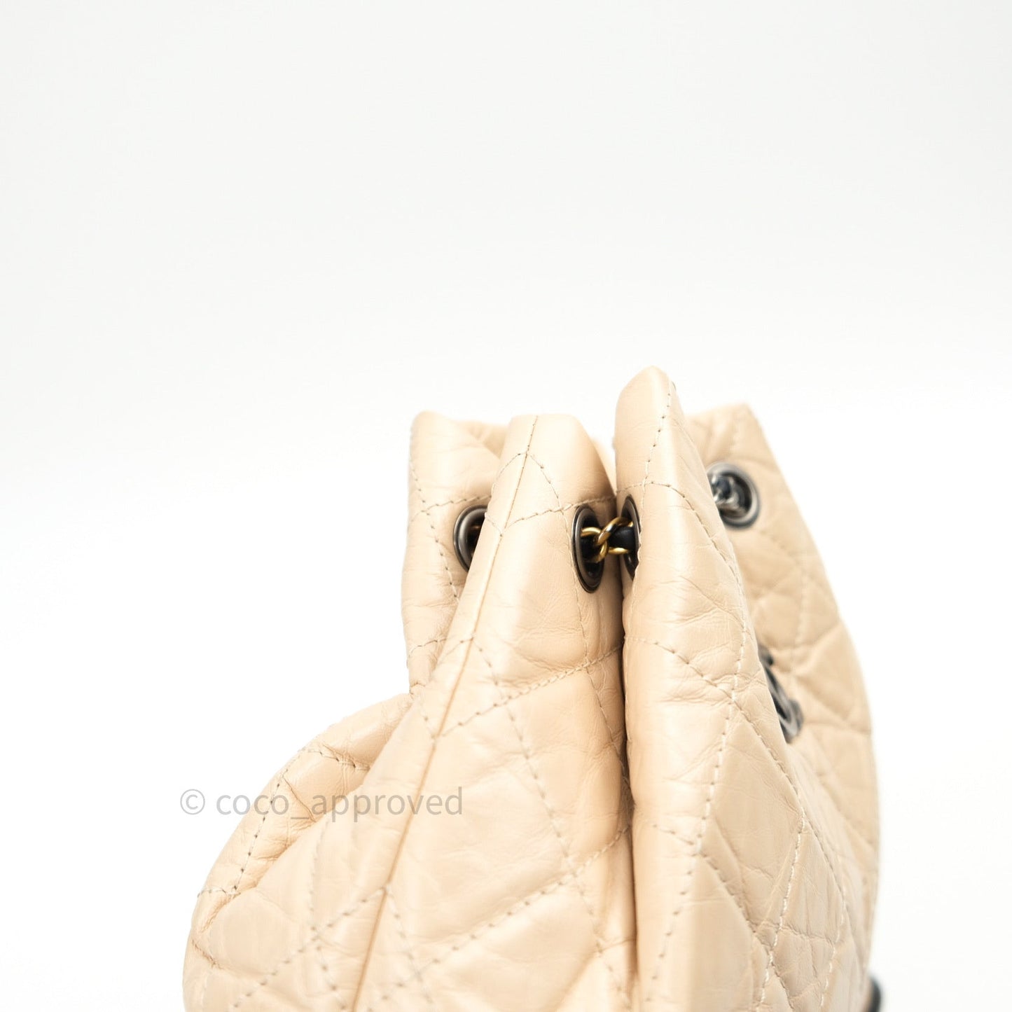 Chanel Gabrielle Backpack Black Aged Calfskin Small Beige Black