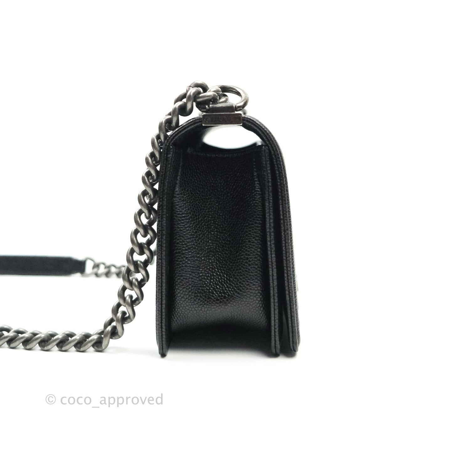Chanel Boy Quilted Medium Black Caviar Ruthenium Hardware