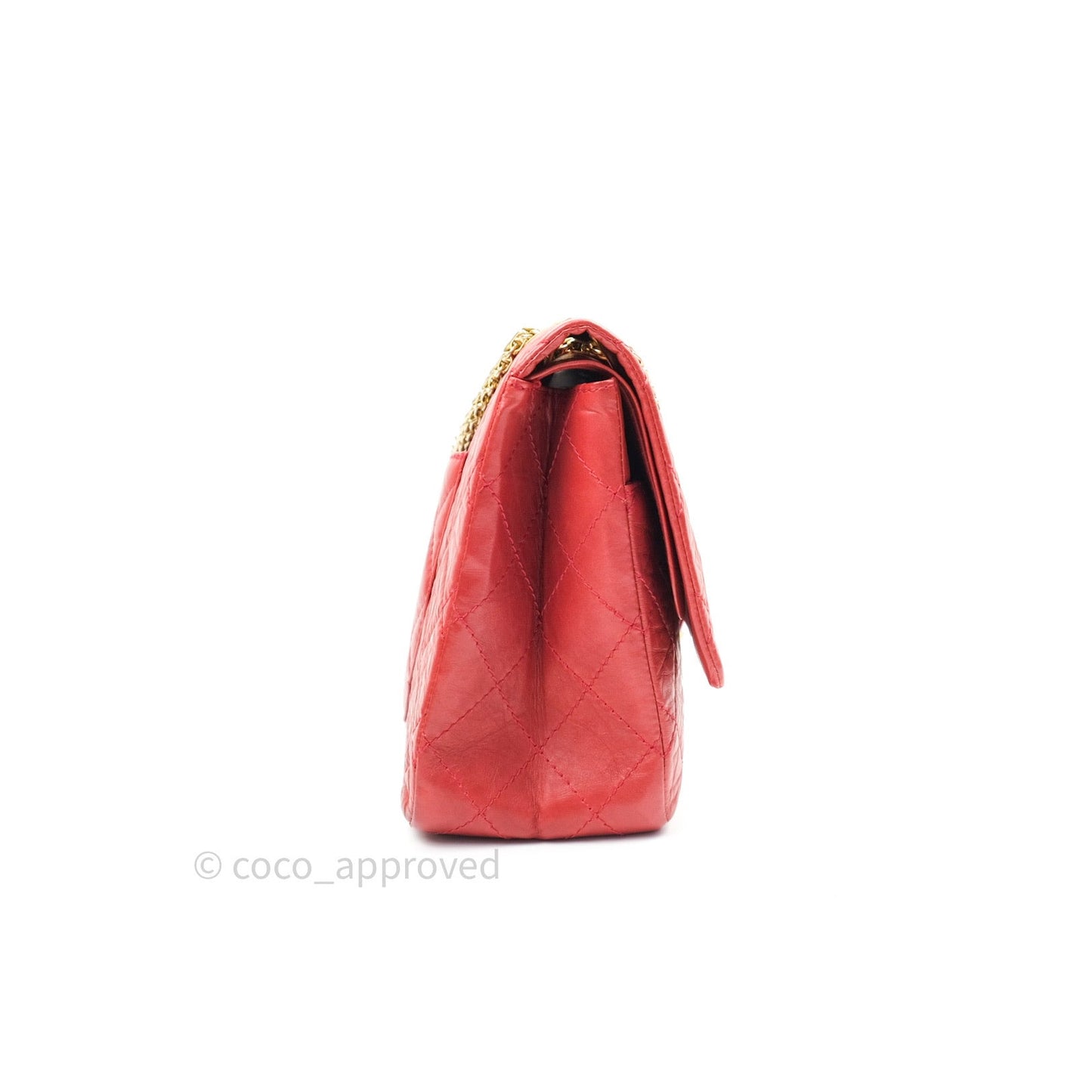 Chanel Reissue Quilted Aged Calfskin Coral Red Ruthenium Hardware 227