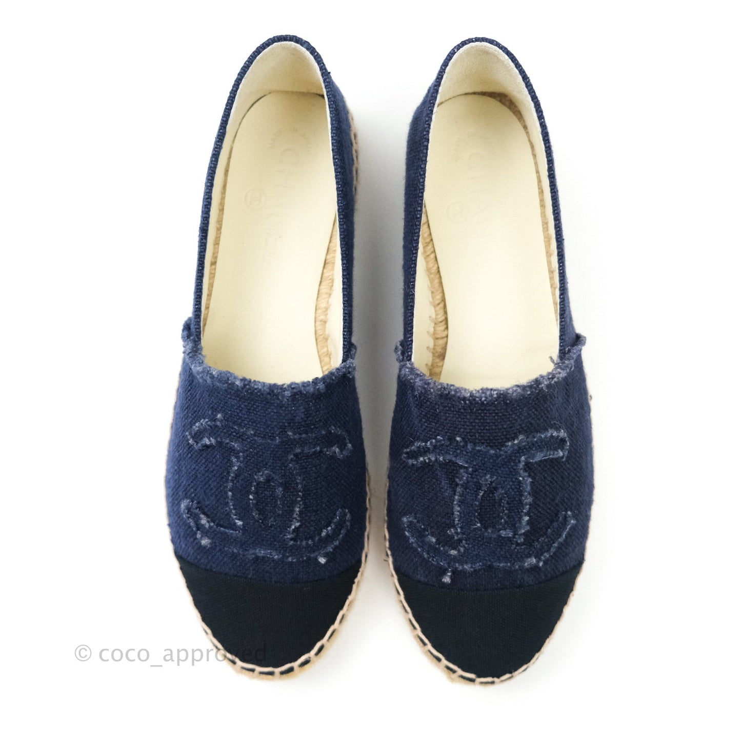 Chanel Espadrille Navy Black Tweed Size 39