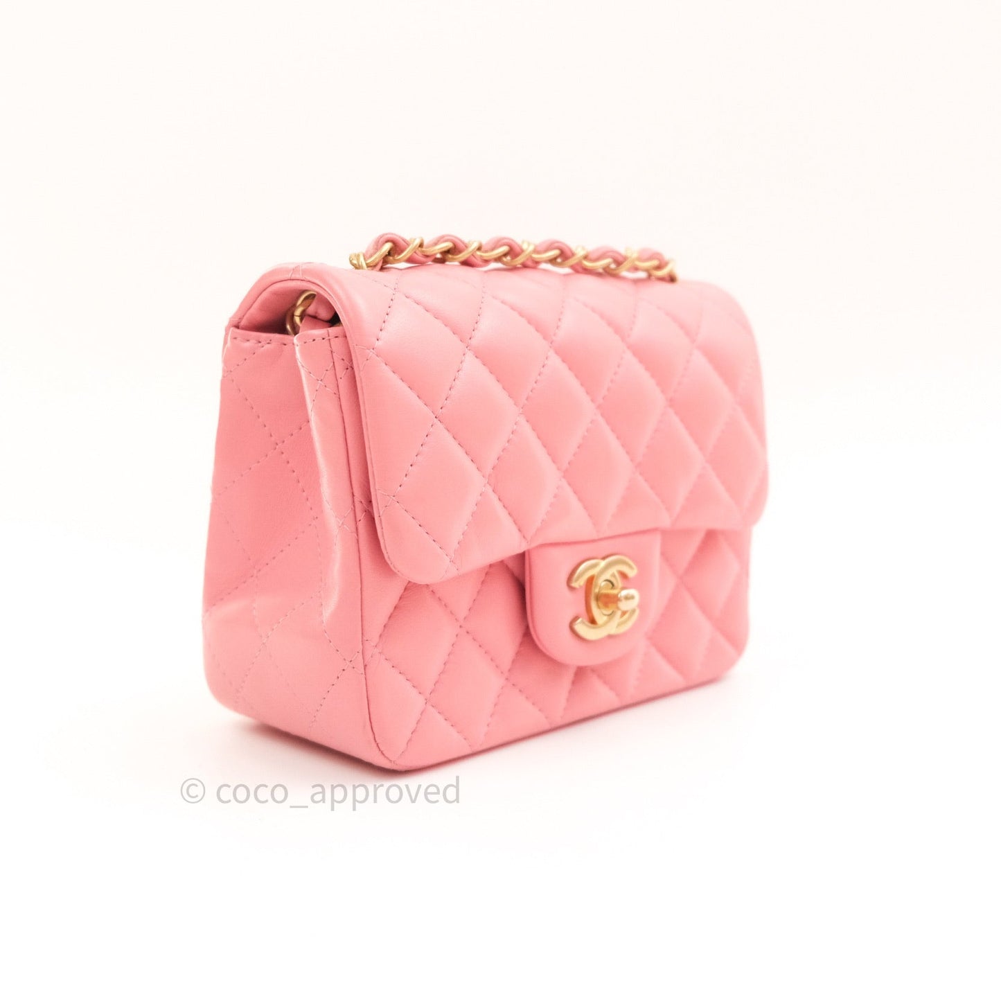 Chanel Mini Square Pink Lambskin Gold Hardware