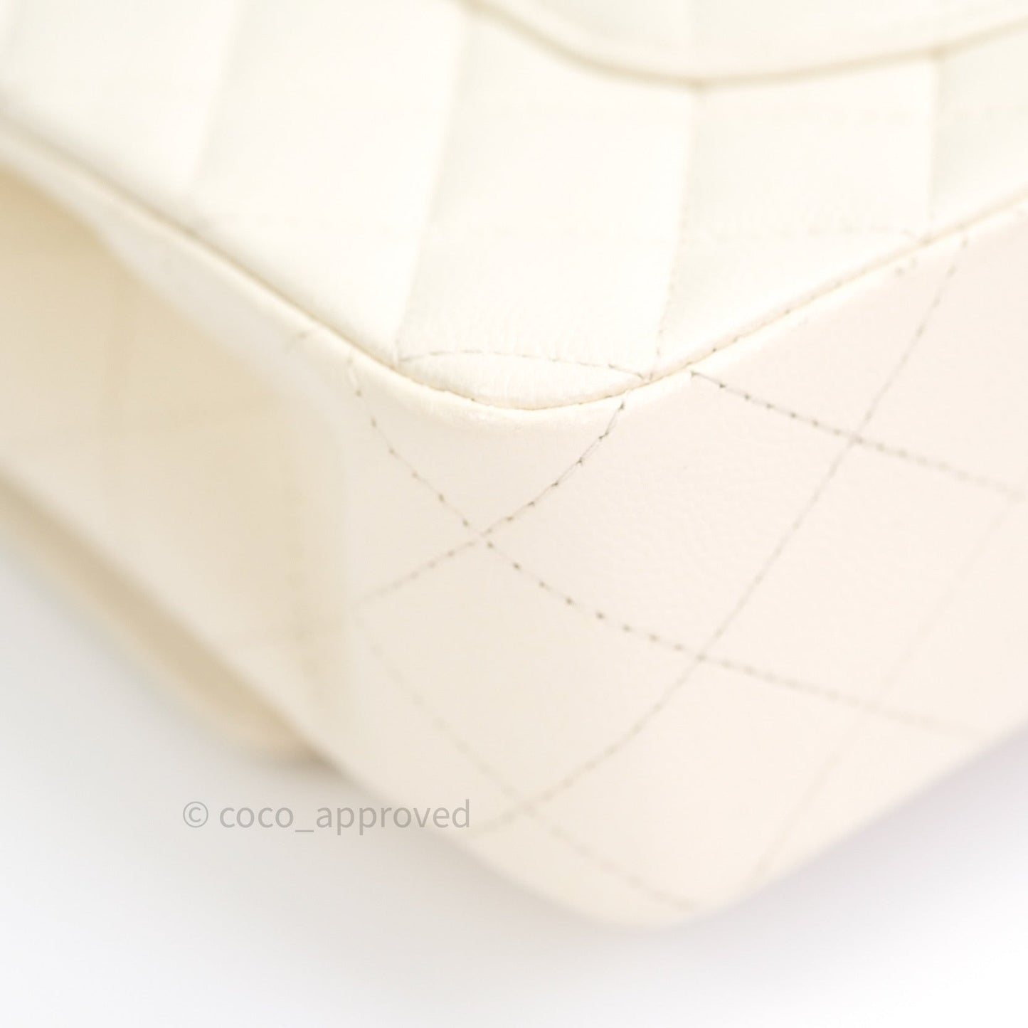 Chanel Classic Double Flap Quilted M/L Ivory Caviar Gold Hardware 17C