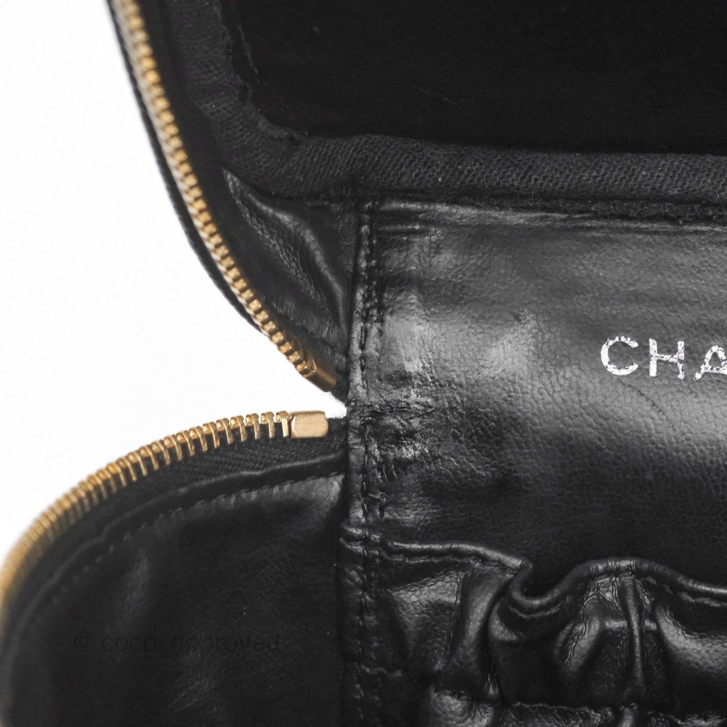Chanel Vintage Vanity Case Black Caviar Gold Hardware