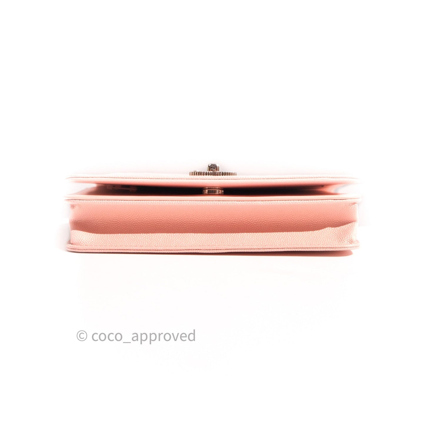 Chanel Chevron Wallet on Chain WOC Rose Gold Caviar Silver Hardware 19P
