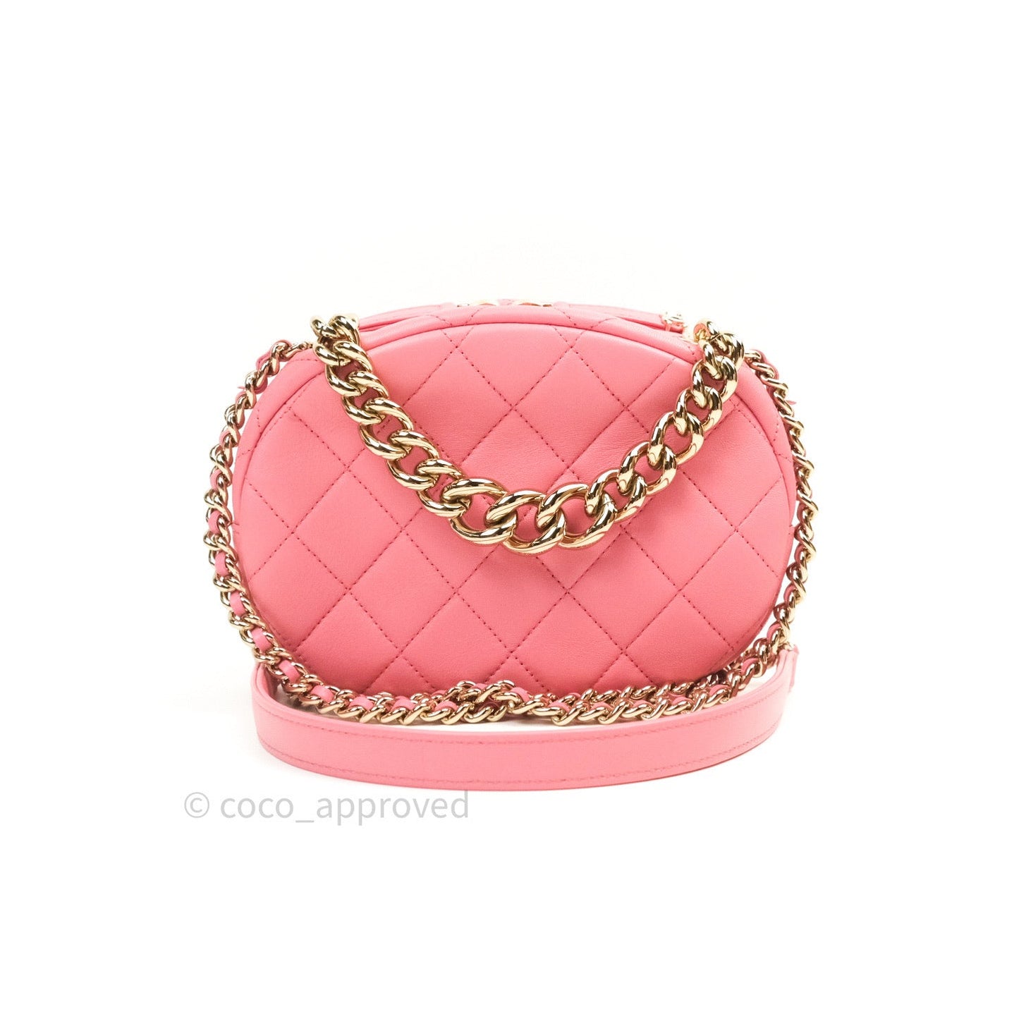 Chane Quilted Camera Pink Lambskin Gold Hardware