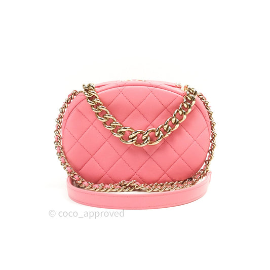 Chane Quilted Camera Pink Lambskin Gold Hardware