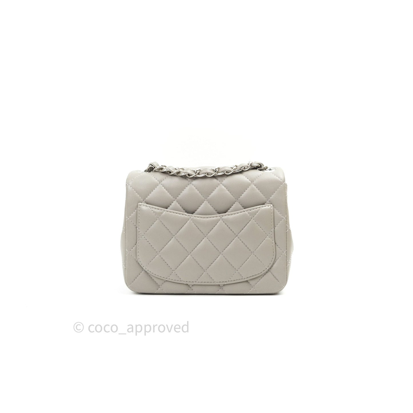 Chanel Mini Square Grey Lambskin Silver Hardware 19B