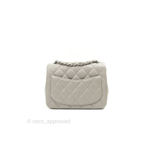 Chanel Mini Square Grey Lambskin Silver Hardware 19B