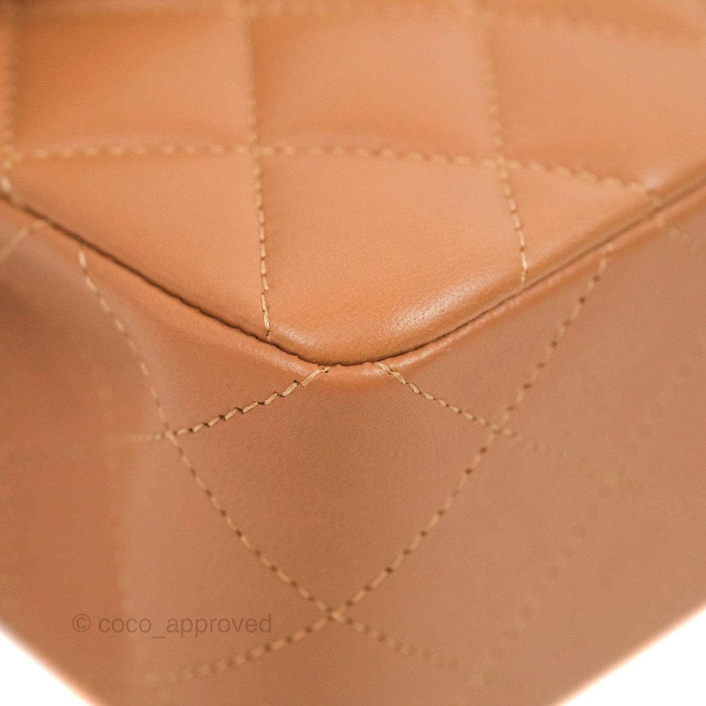Chanel Small Classic Quilted Flap Dark Beige Caramel Lambskin Gold Hardware
