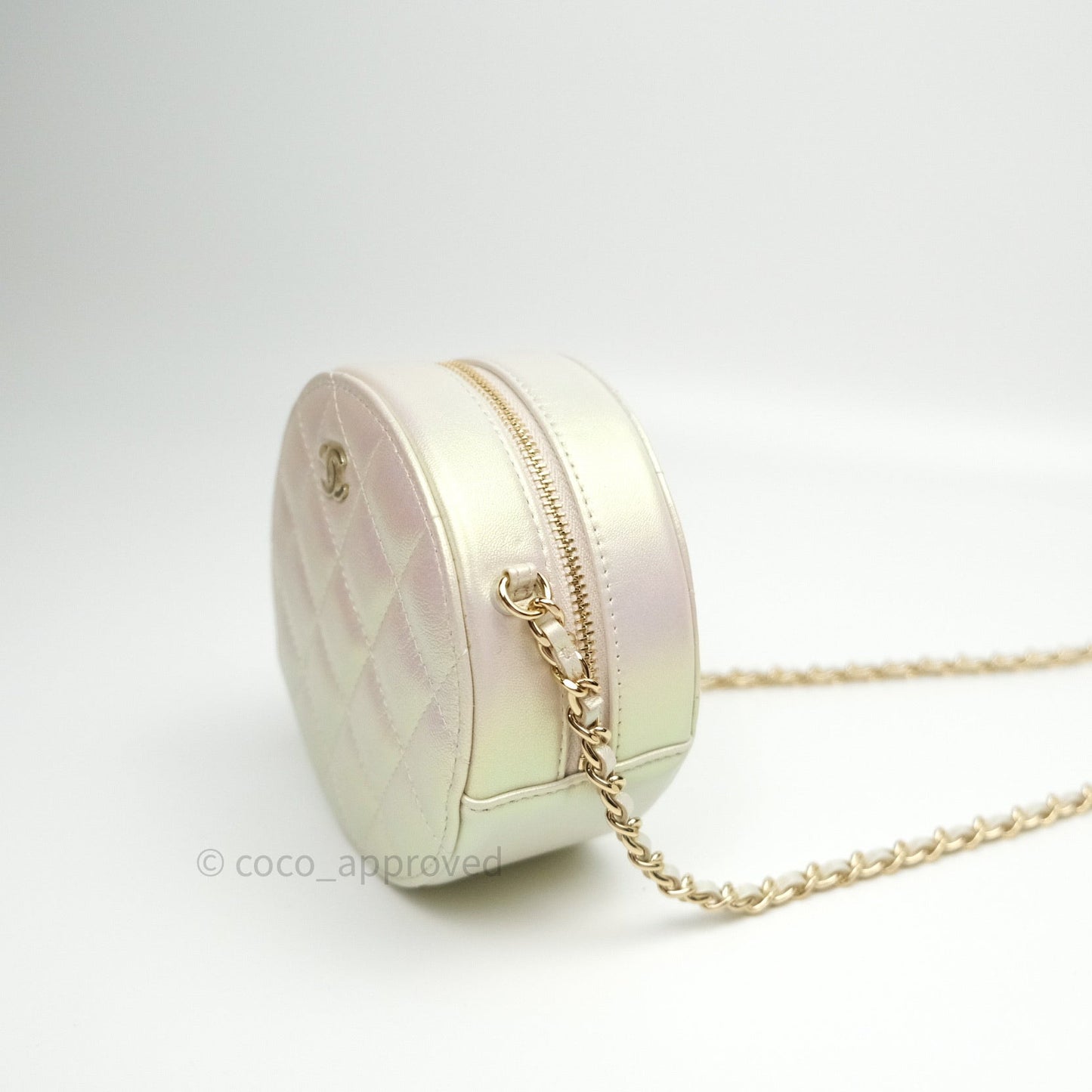 Chanel Round Circle Bag Iridescent Ivory Gold Hardware