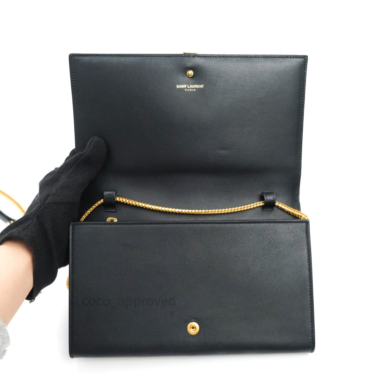 Saint Laurent Wallet on Chain Black Gold Hardware