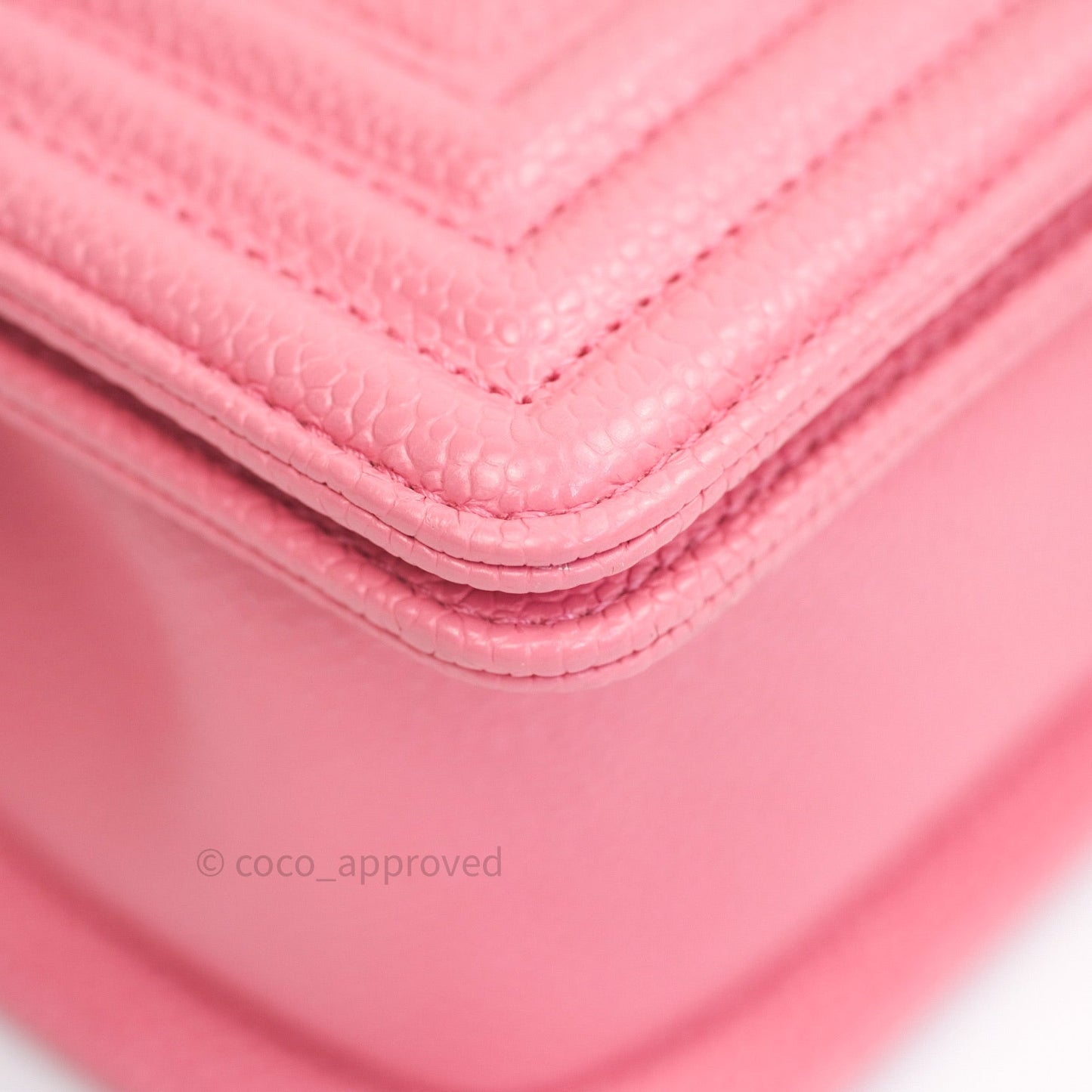 Chanel Small Boy Quilted Pink Caviar Silver Hardware