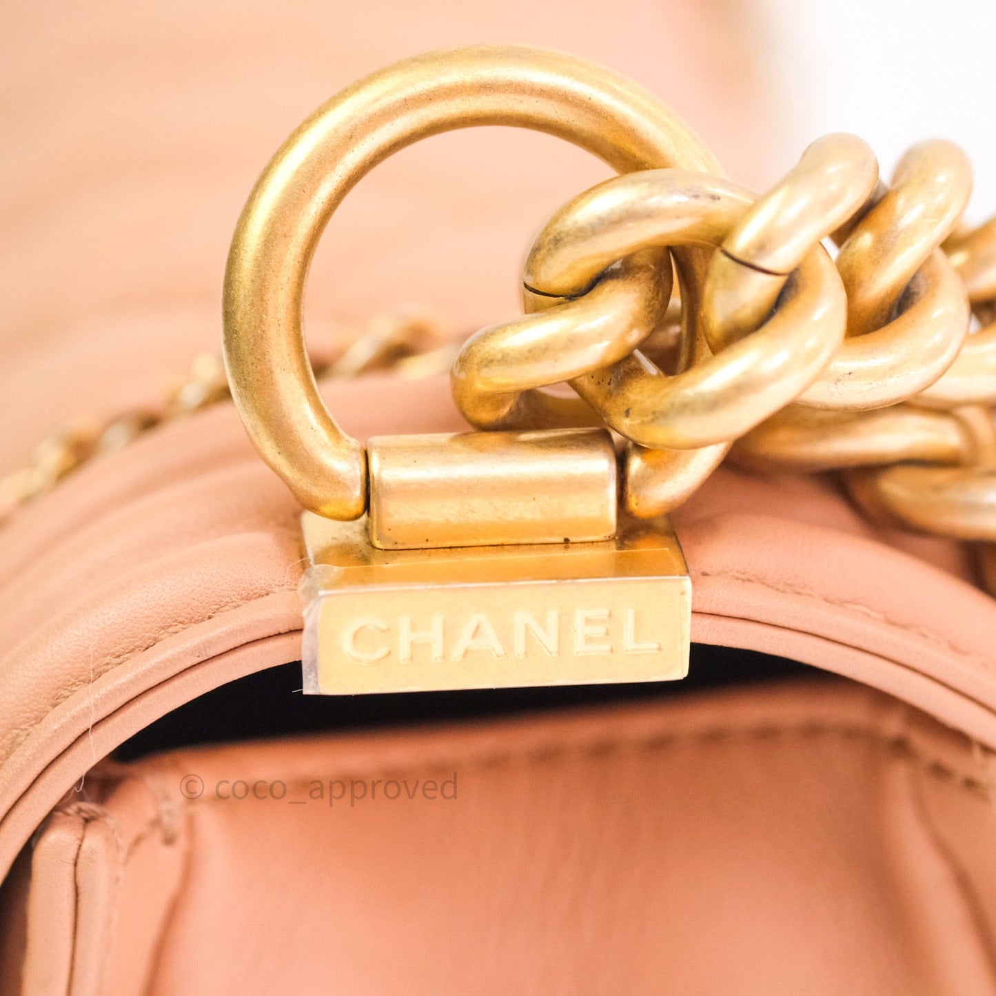 Chanel Boy Quilted Medium Dark Beige Calfskin Gold Hardware 20C