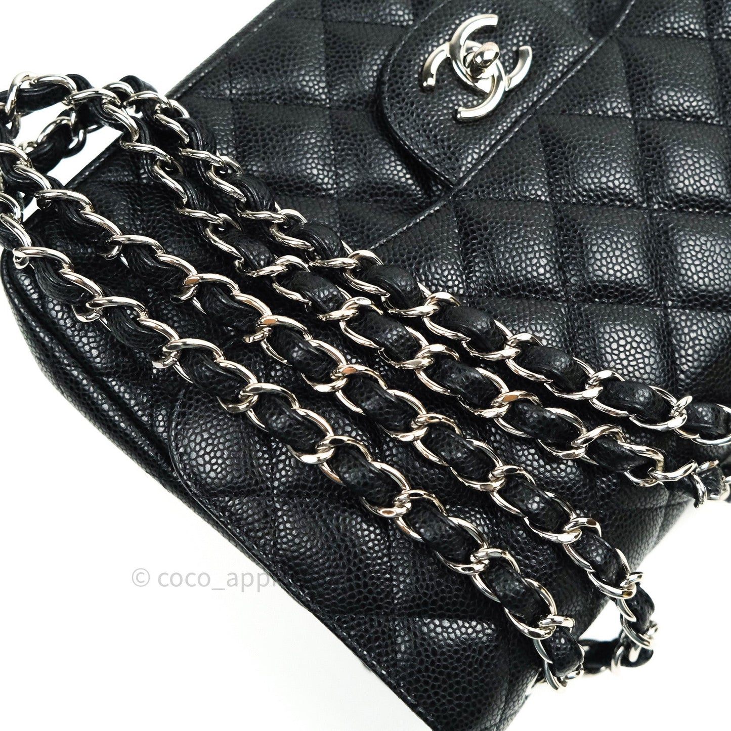 Chanel Classic Jumbo Double Flap Black Quilted Caviar Silver Hardware⁣⁣
