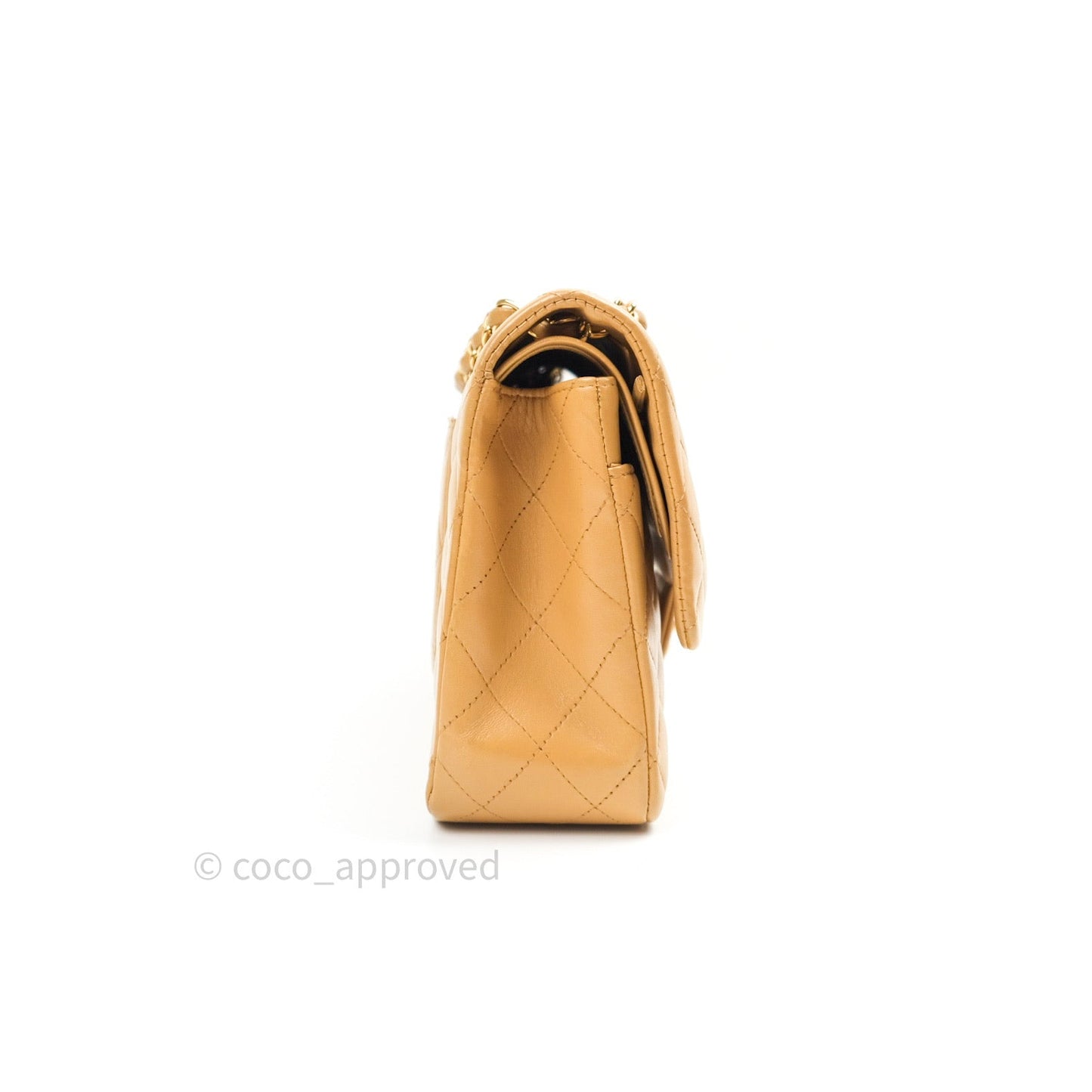 Chanel Vintage Classic M/L Beige Lambskin 24K Gold Hardware