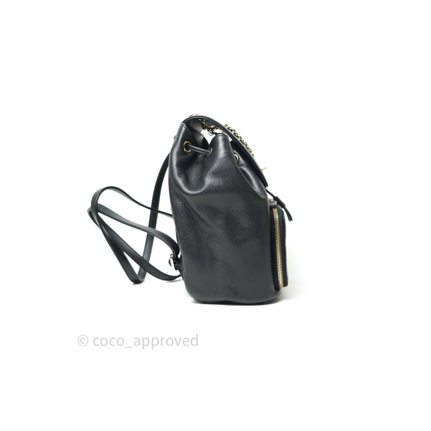 Chanel Quilted Business Affinity Backpack Black Caviar Light Gold Hardware
