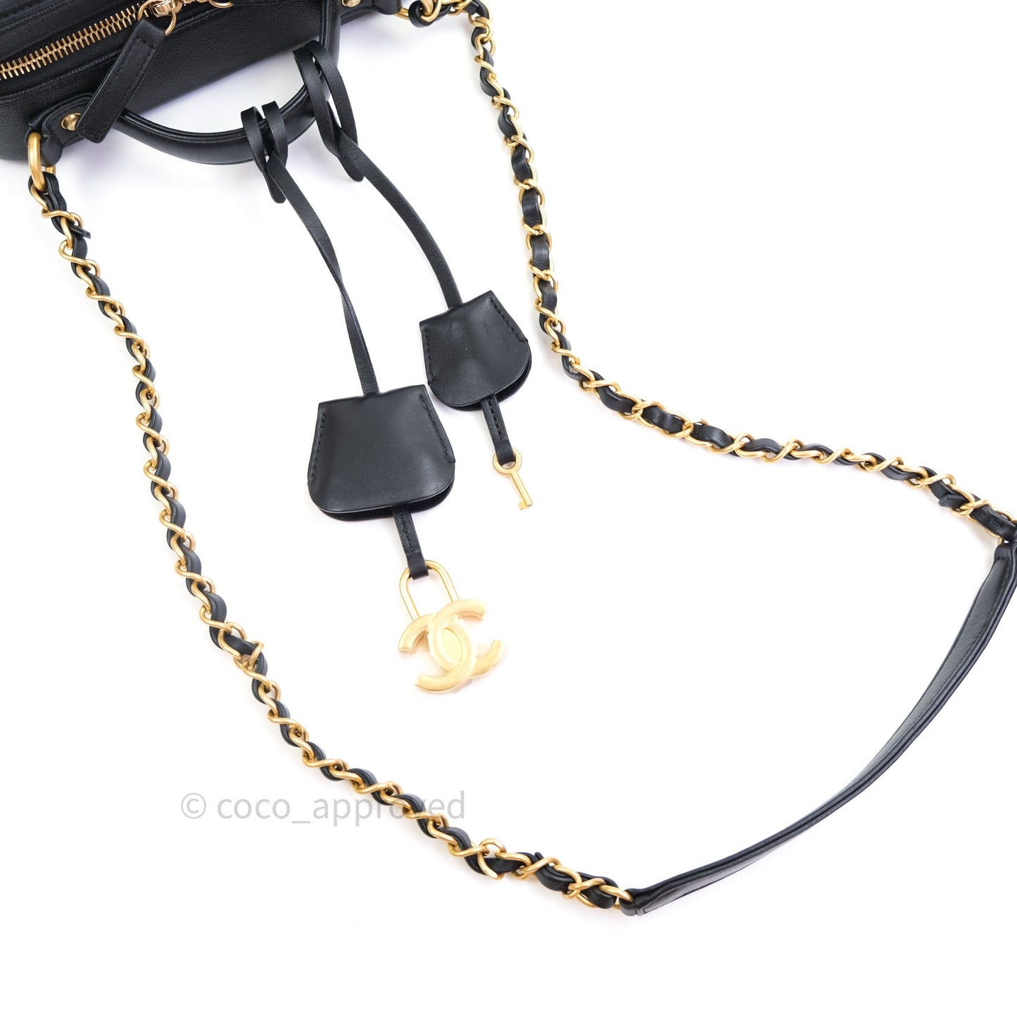 Chanel Quilted Medium CC Filigree Vanity Case Black Caviar Gold Hardware