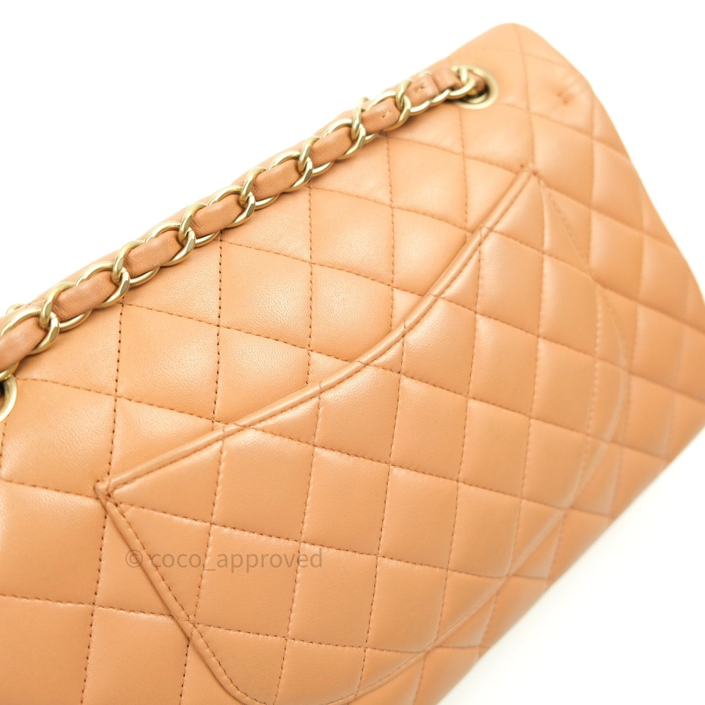 Chanel Classic M/L Beige Lambskin Gold Hardware