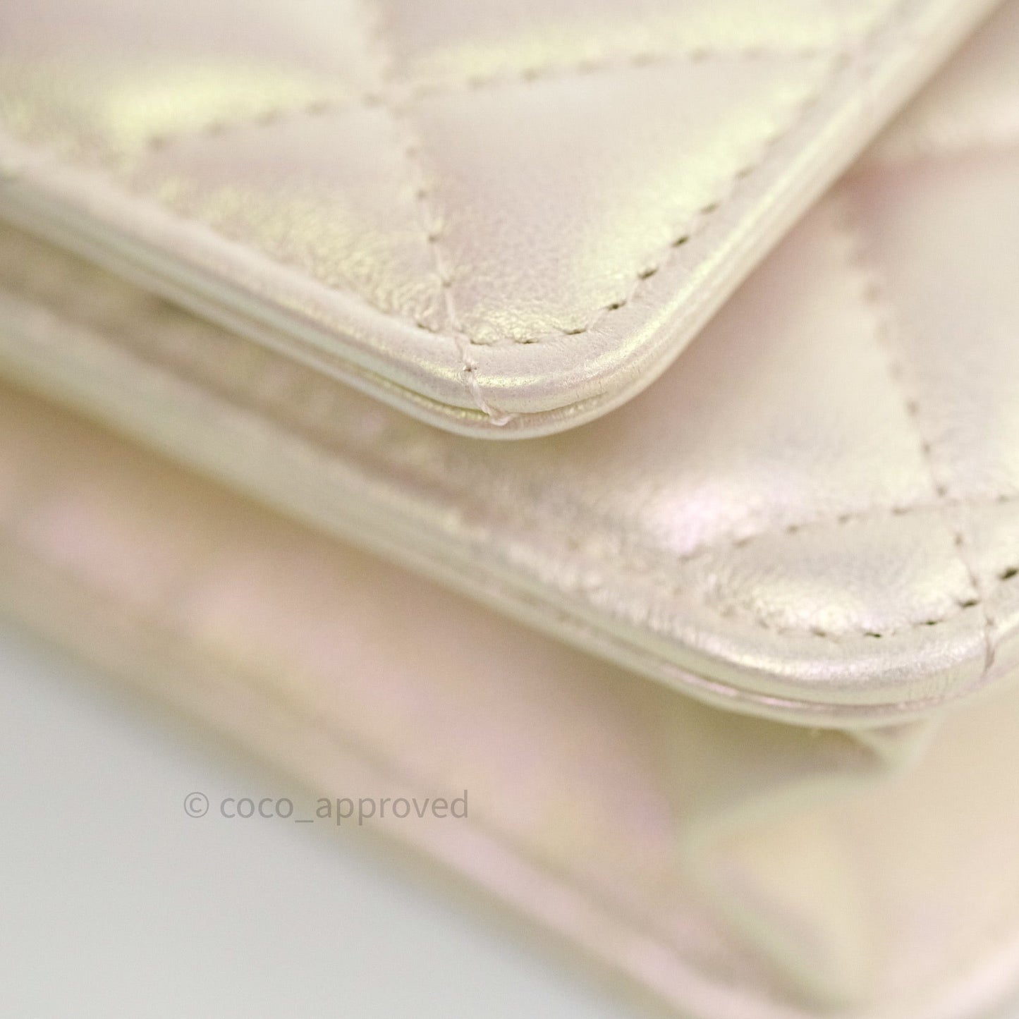 Chanel Quilted Wallet on Chain WOC Iridescent Ivory Gold Hardware 20A