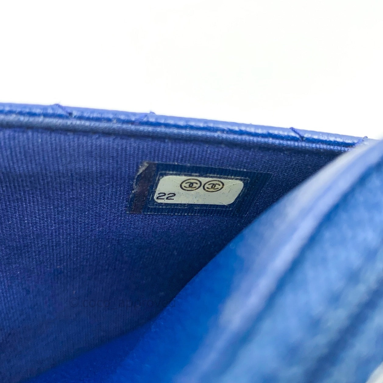 Chanel Quilted Boy Wallet on Chain WOC Blue Caviar Gold Hardware