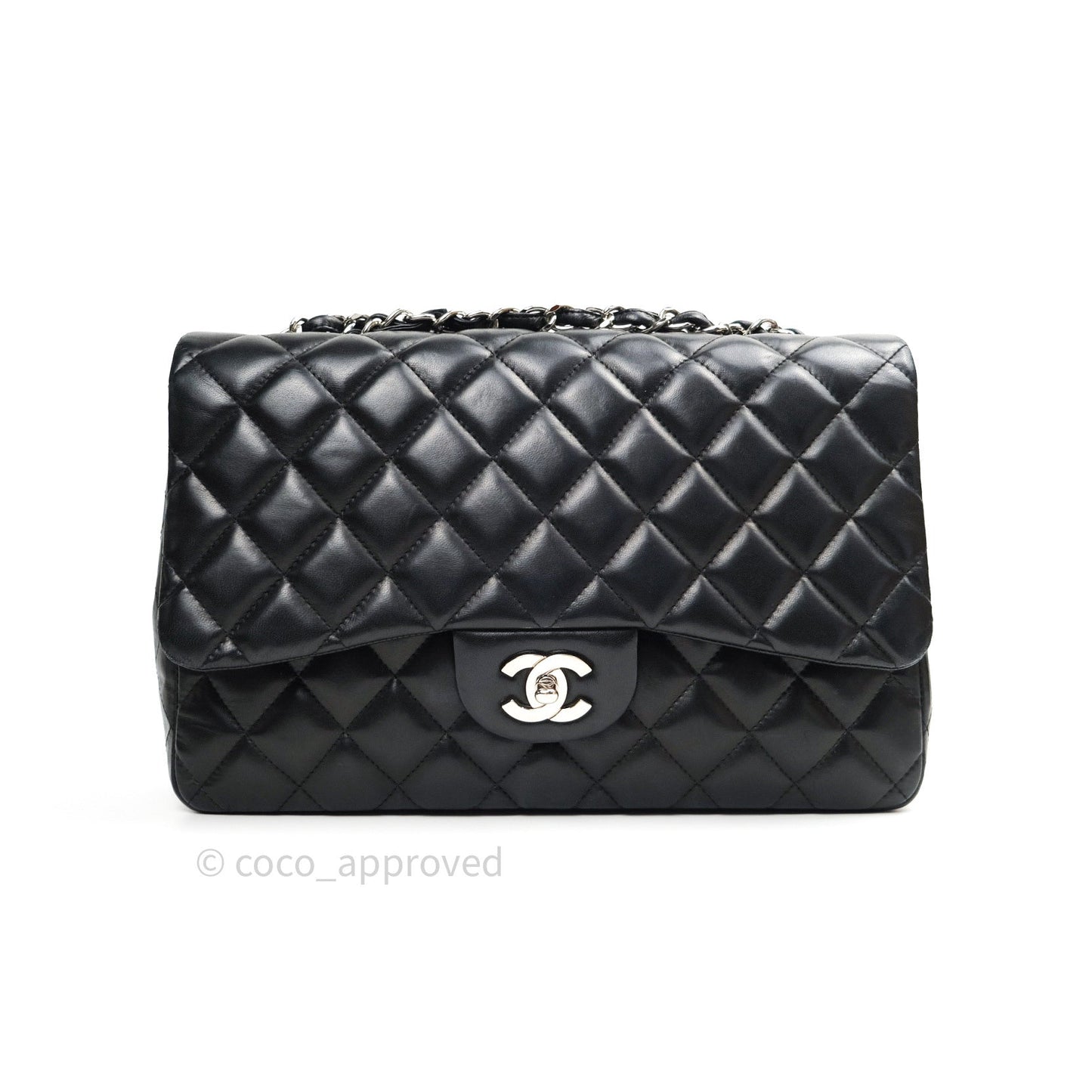 Chanel Jumbo Single Flap Black Lambskin Silver Hardware⁣⁣
