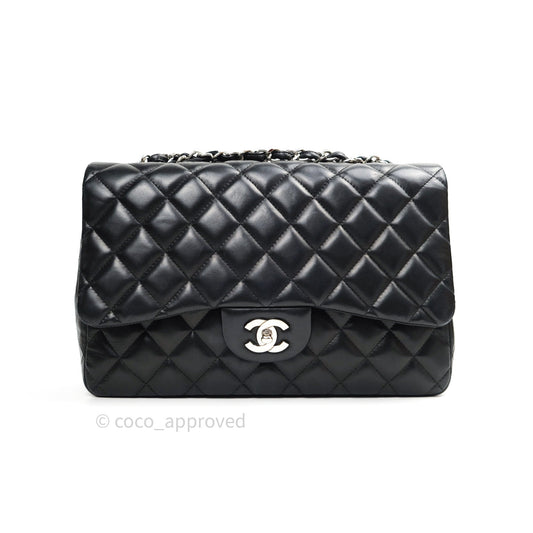 Chanel Jumbo Single Flap Black Lambskin Silver Hardware⁣⁣