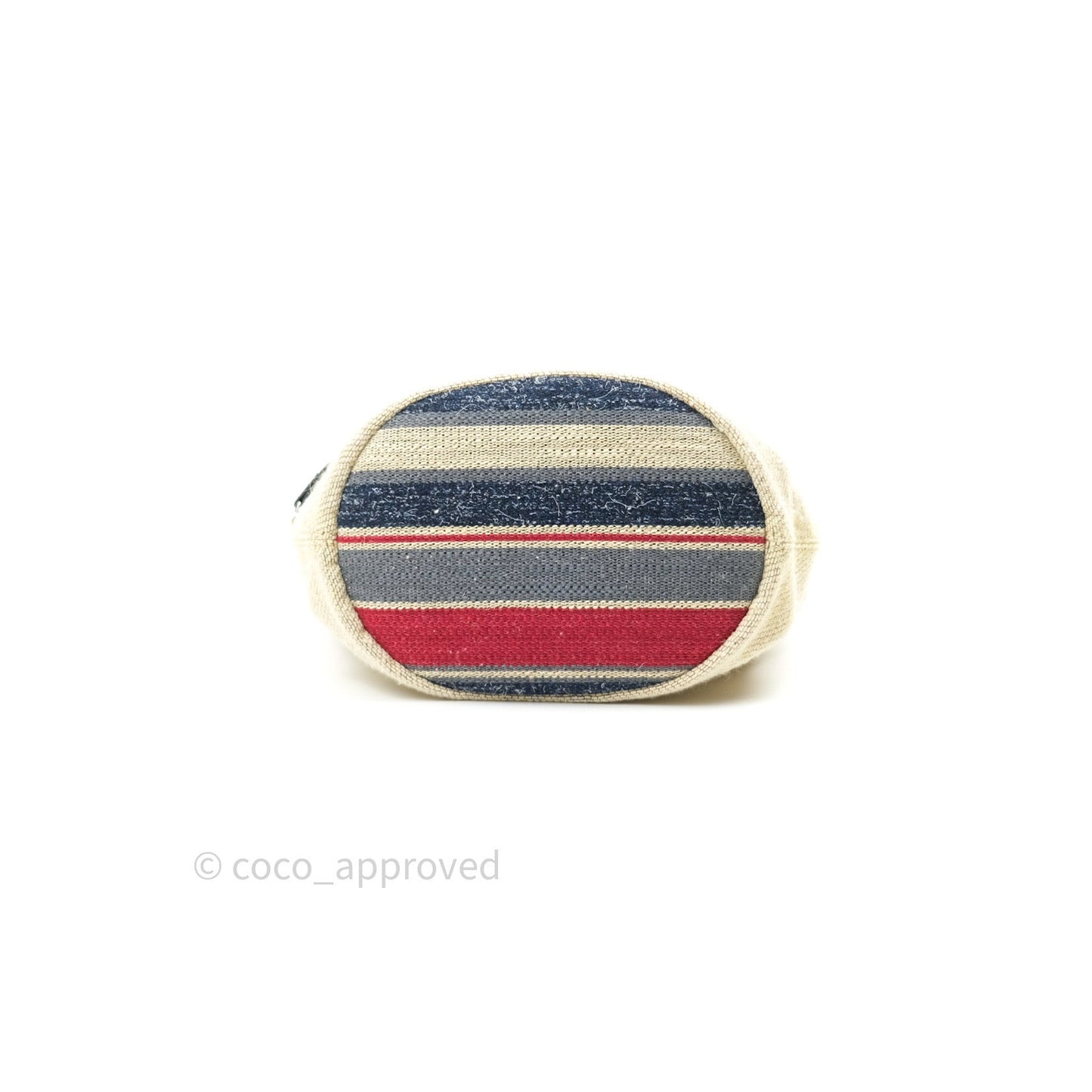 Chanel Canvas Deauville Drawstring Bag Beige Red
