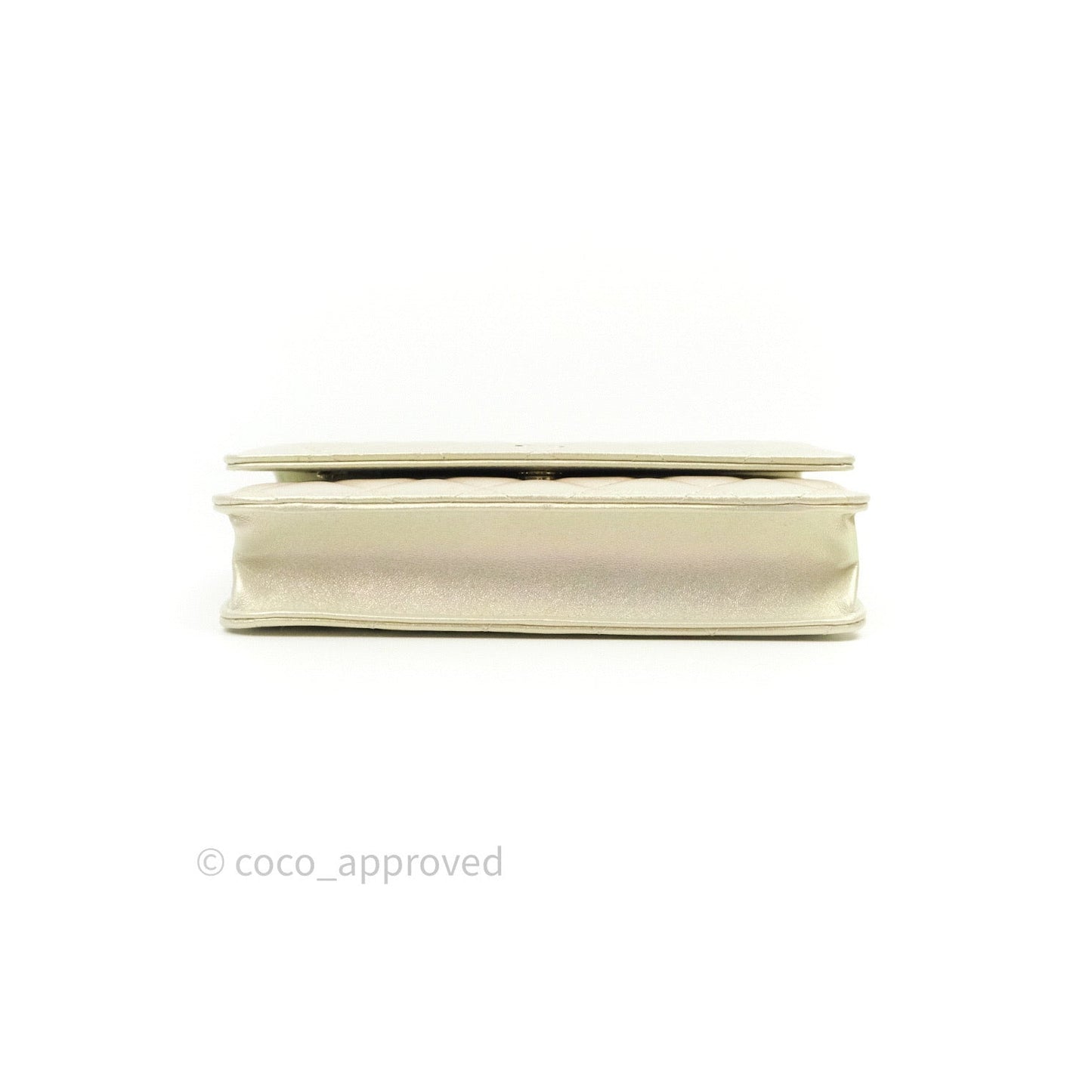 Chanel Quilted Wallet on Chain WOC Iridescent Ivory Gold Hardware 20A