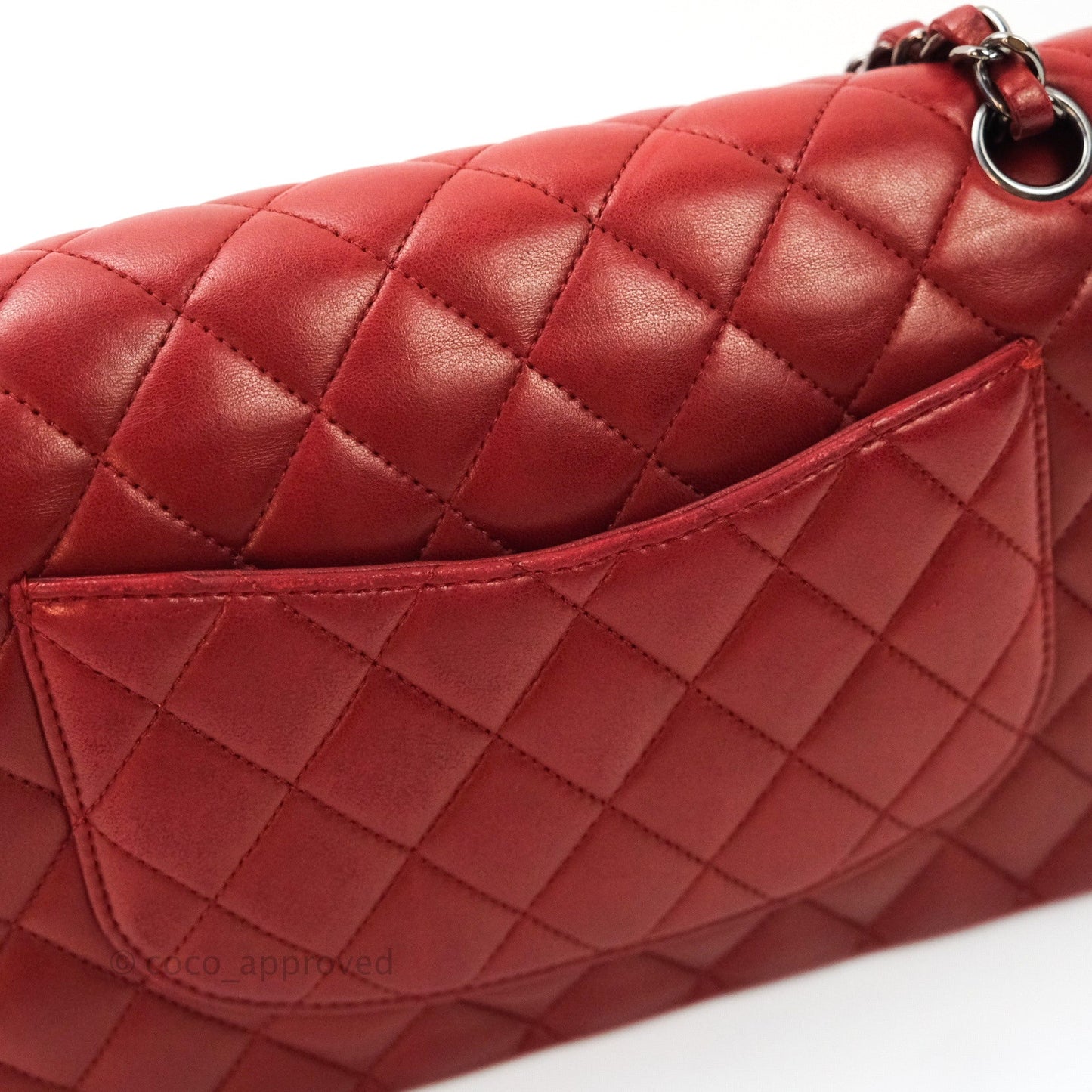 Chanel Classic M/L Medium Double Flap Dark Red Lambskin Gunmetal Hardware