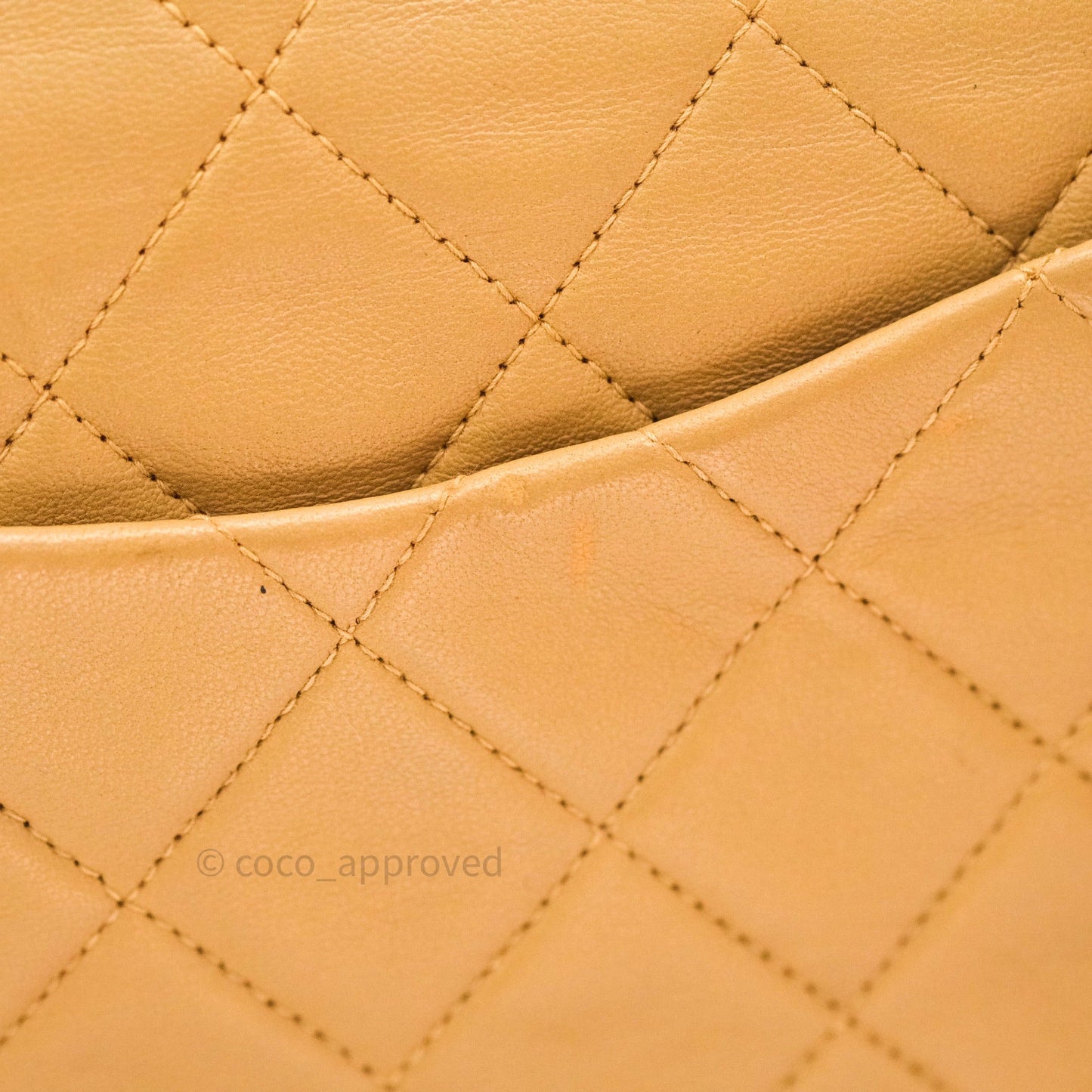 Chanel Vintage M/L Medium Double Flap Bag Beige Lambskin 24K Gold Hardware