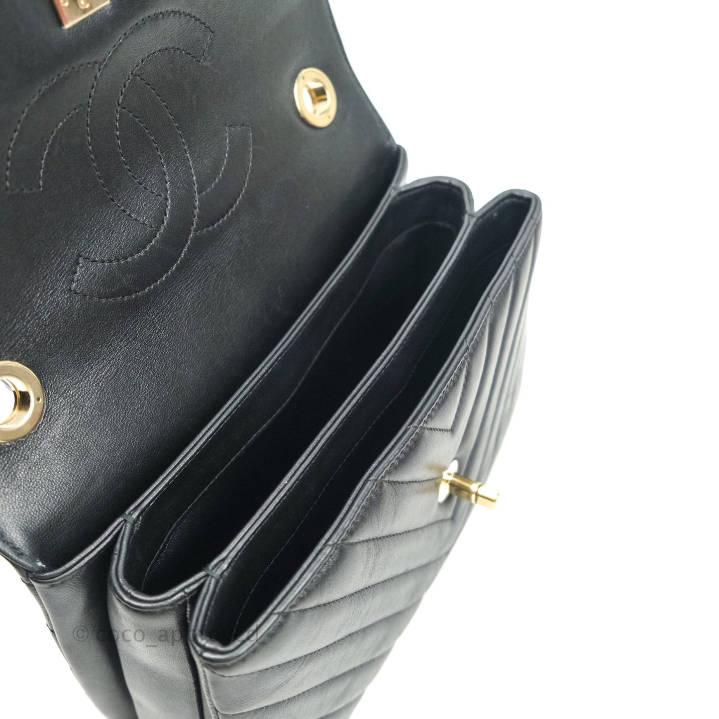 Chanel Trendy CC Chevron Small Black Lambskin Gold Hardware