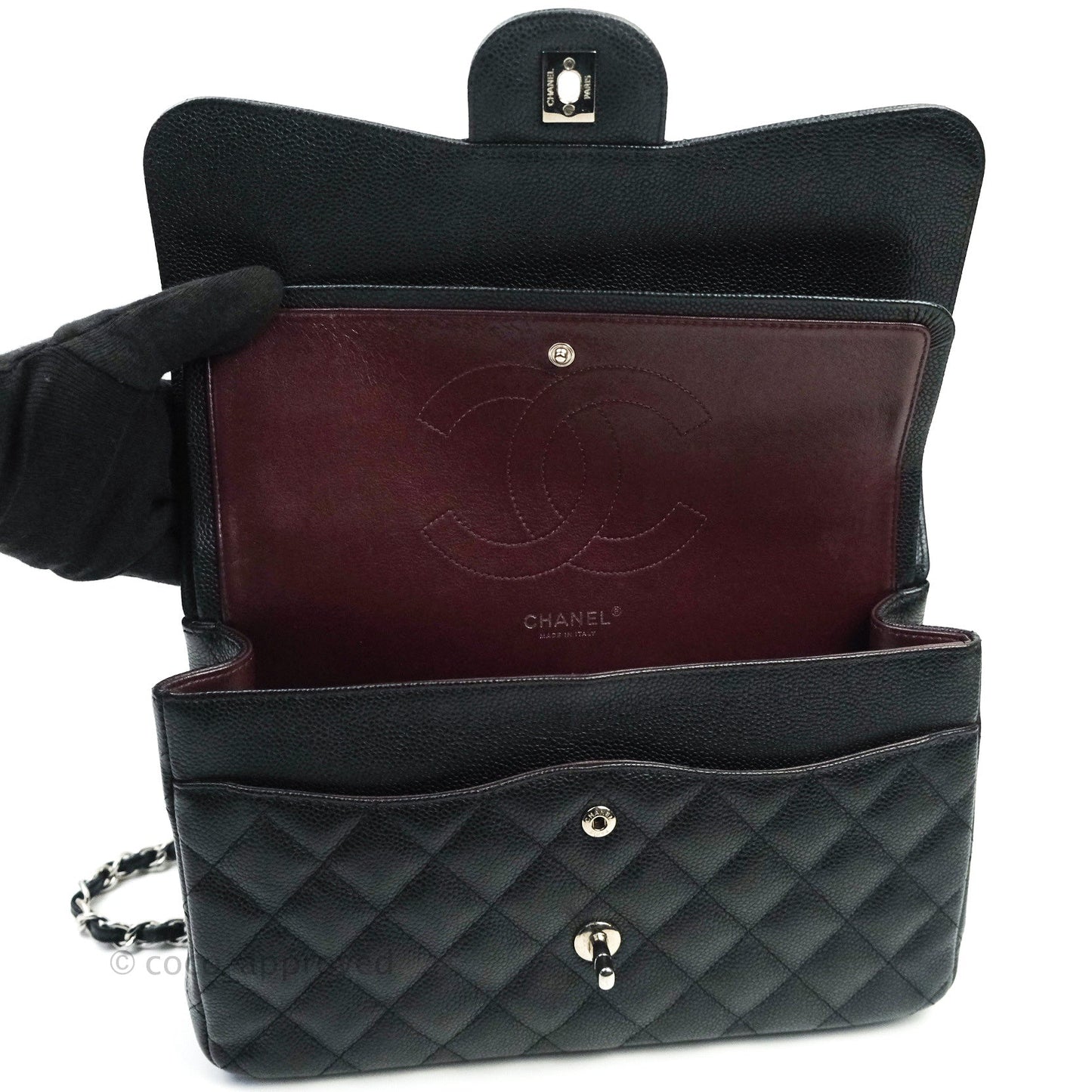 Chanel Classic Jumbo Double Flap Black Caviar Silver Hardware⁣⁣