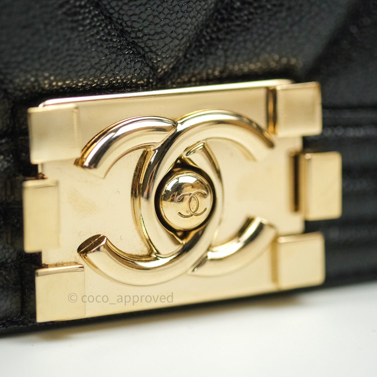 Chanel Boy Chevron Medium Black Caviar Gold Hardware