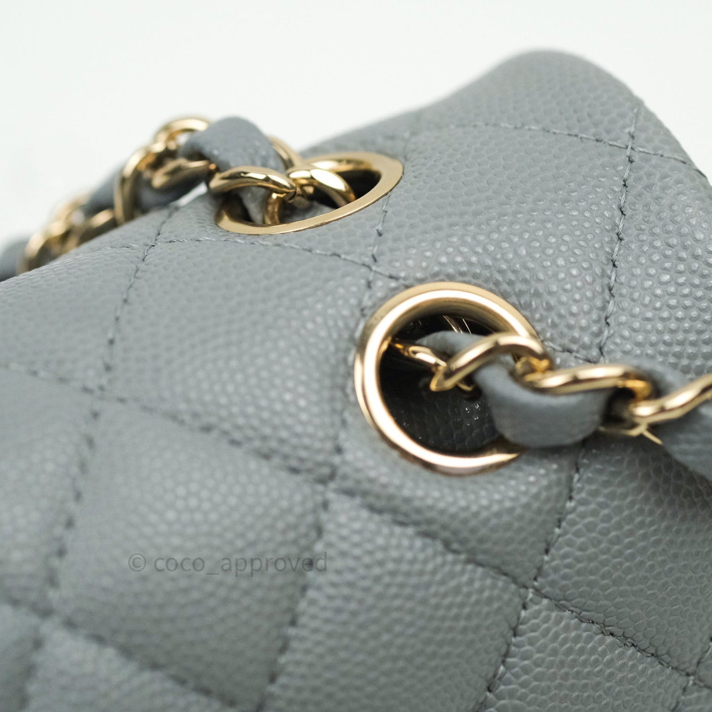 Chanel Classic Small S/M Flap Grey Caviar Light Gold Hardware