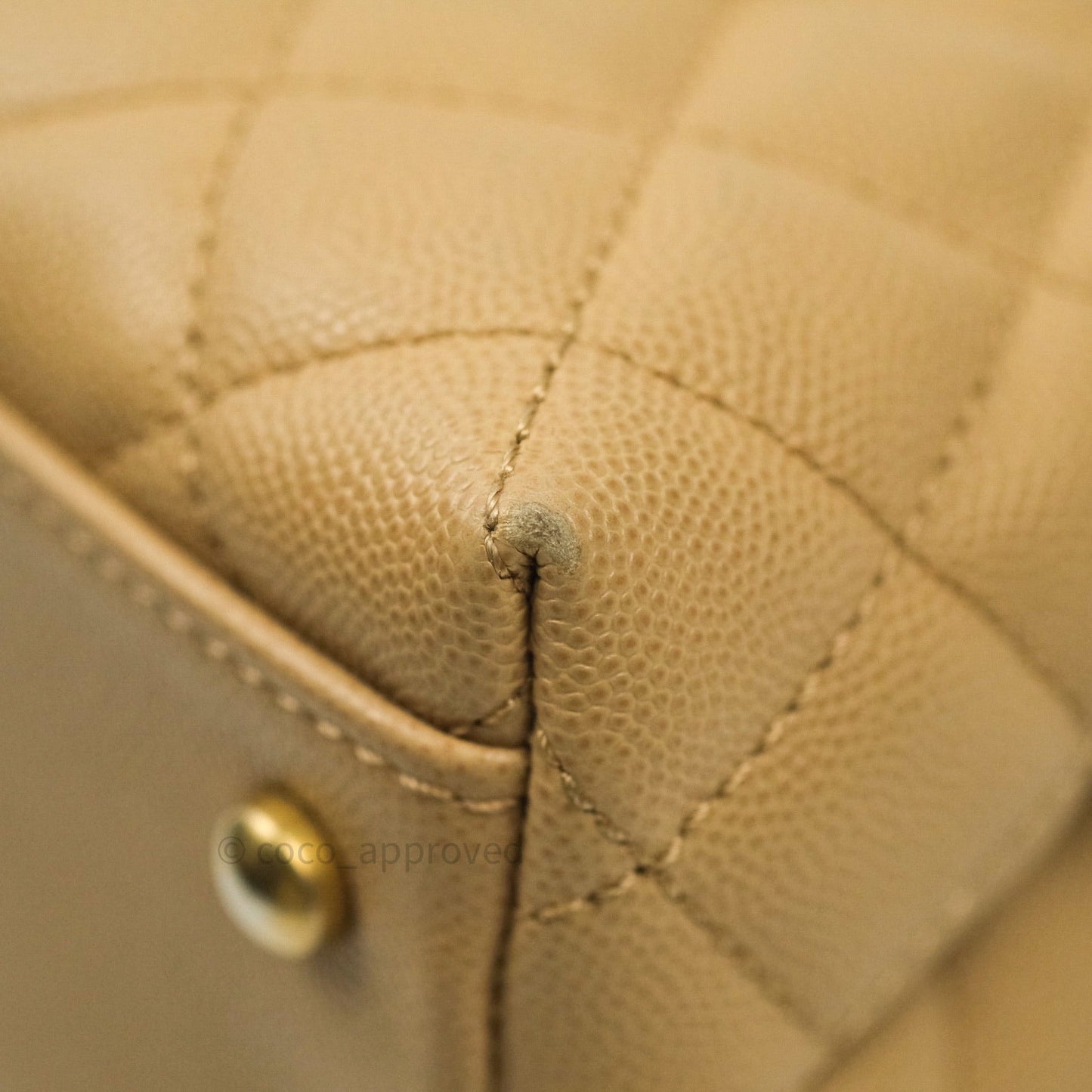 Chanel Mini Coco Handle Quilted Beige Caviar Gold Hardware Lizard Embossed Handle