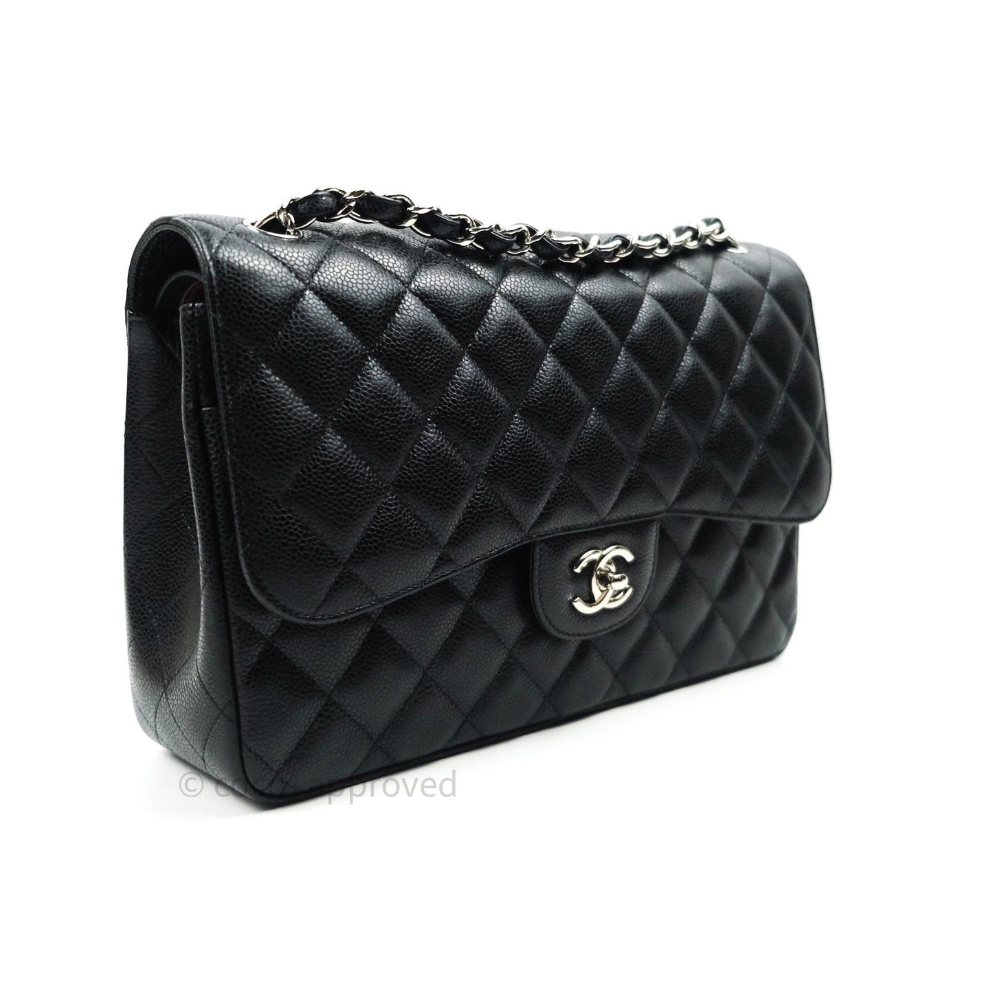 Chanel Classic Jumbo Double Flap Black Quilted Caviar Silver Hardware⁣⁣