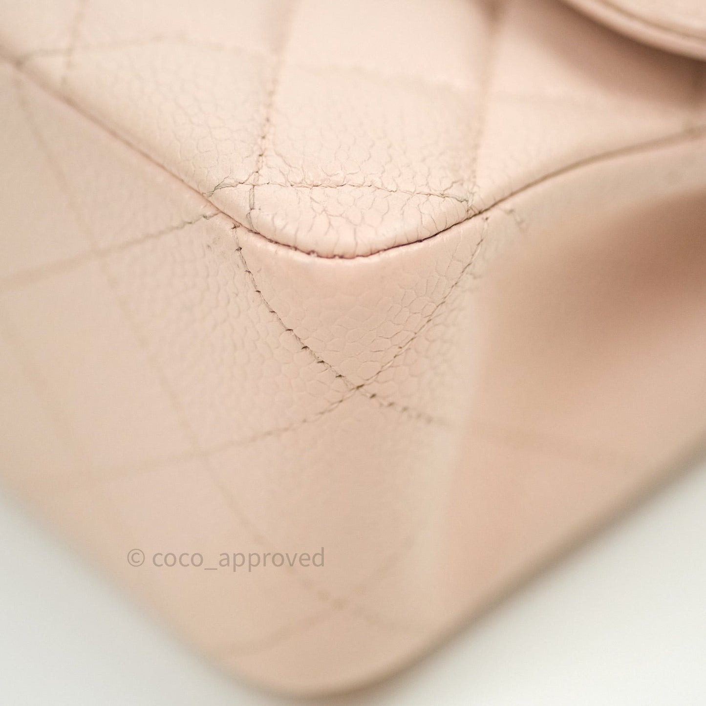 Chanel Classic M/L Medium Double Flap Sakura Pink Caviar Silver Hardware
