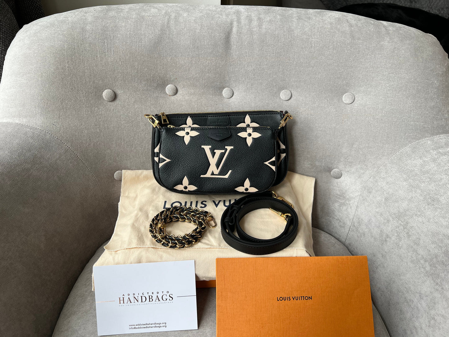 Louis Vuitton Multi Pochette Accessoires Black Beige Empreinte (2120)