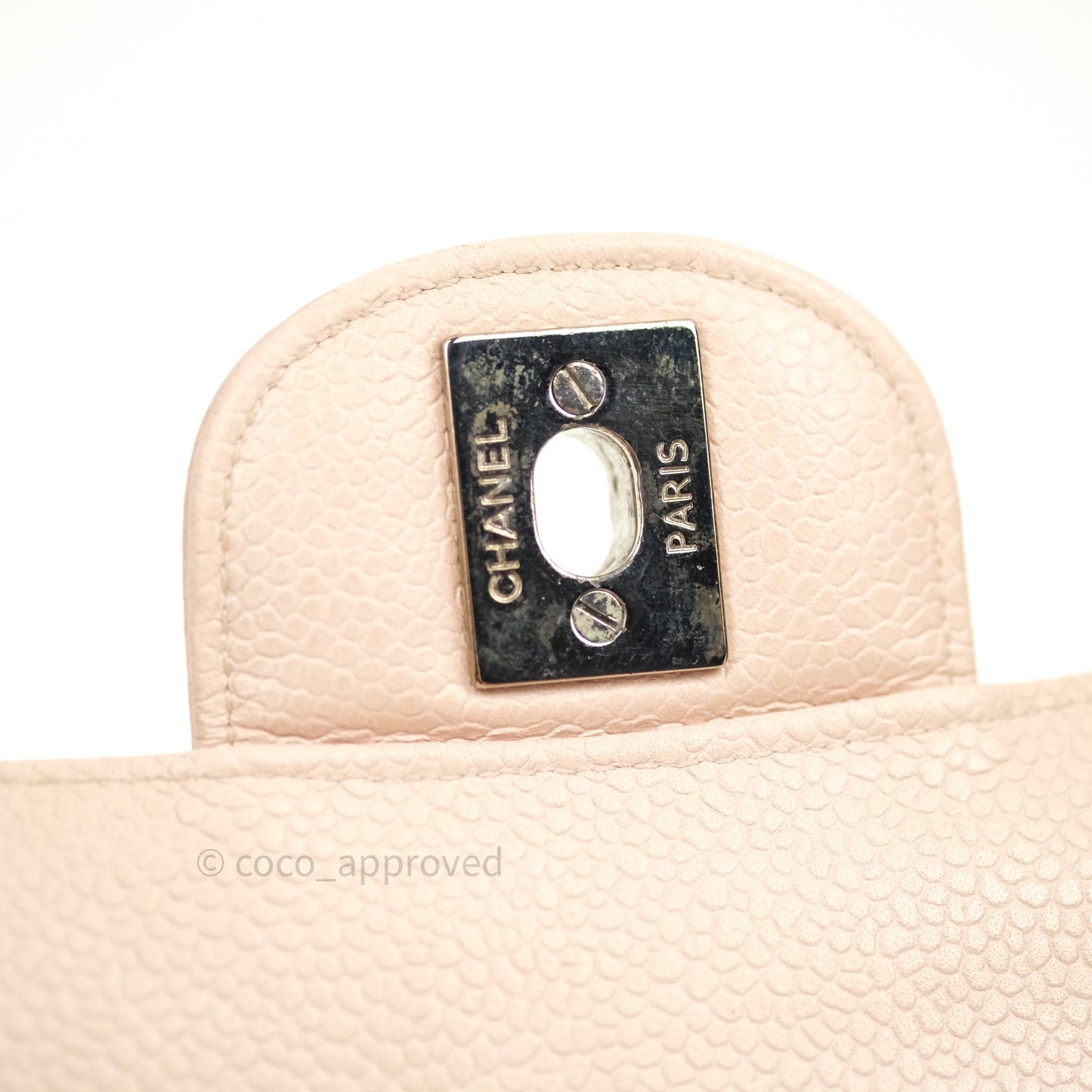 Chanel Classic M/L Medium Double Flap Sakura Pink Caviar Silver Hardware