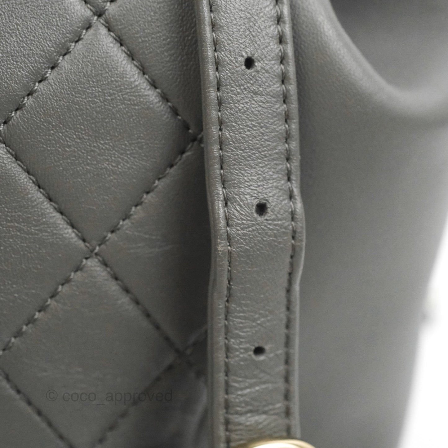 Chanel Quilted Small Duma Drawstring Backpack Grey Lambskin Gold Hardware 22A