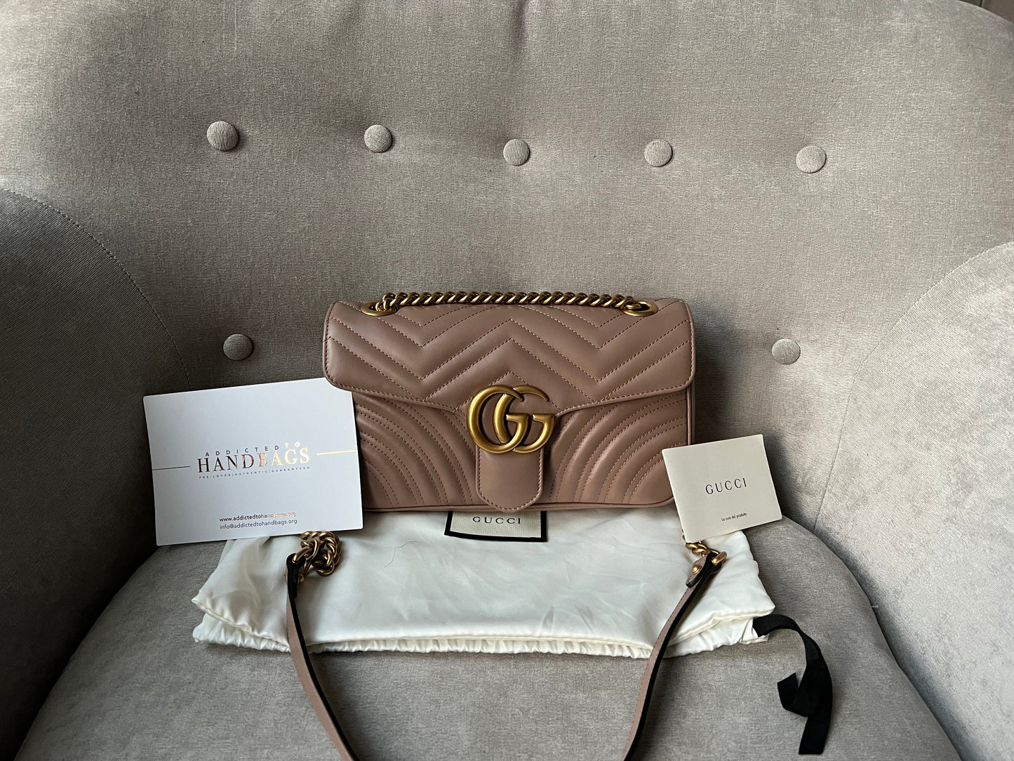Luxury Gucci GG Dusty Pink Marmont Small Shoulder Bag ( 1800)