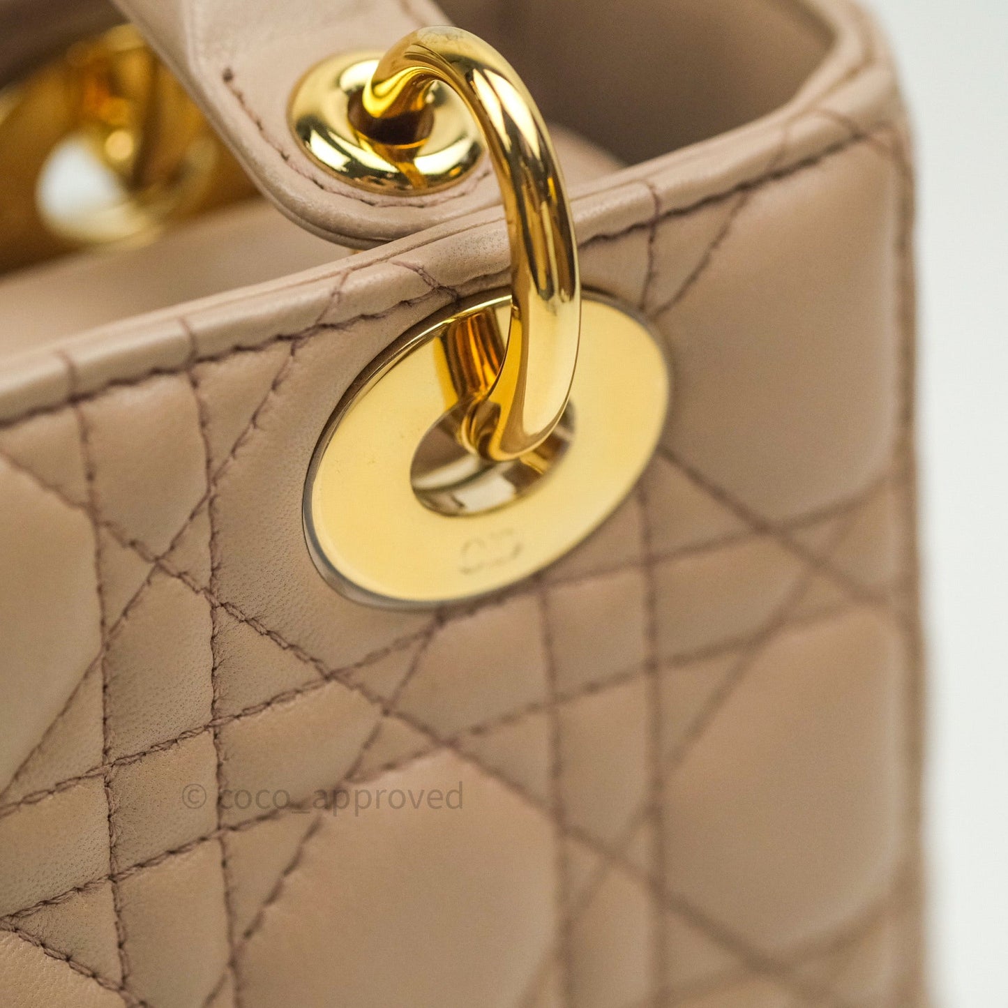 Christian Dior Lambskin My ABCDior Lady Dior Beige Gold Hardware