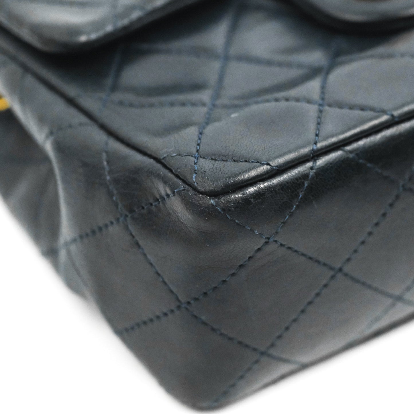 Chanel Vintage Mini Square Navy Lambskin 24K Gold Hardware