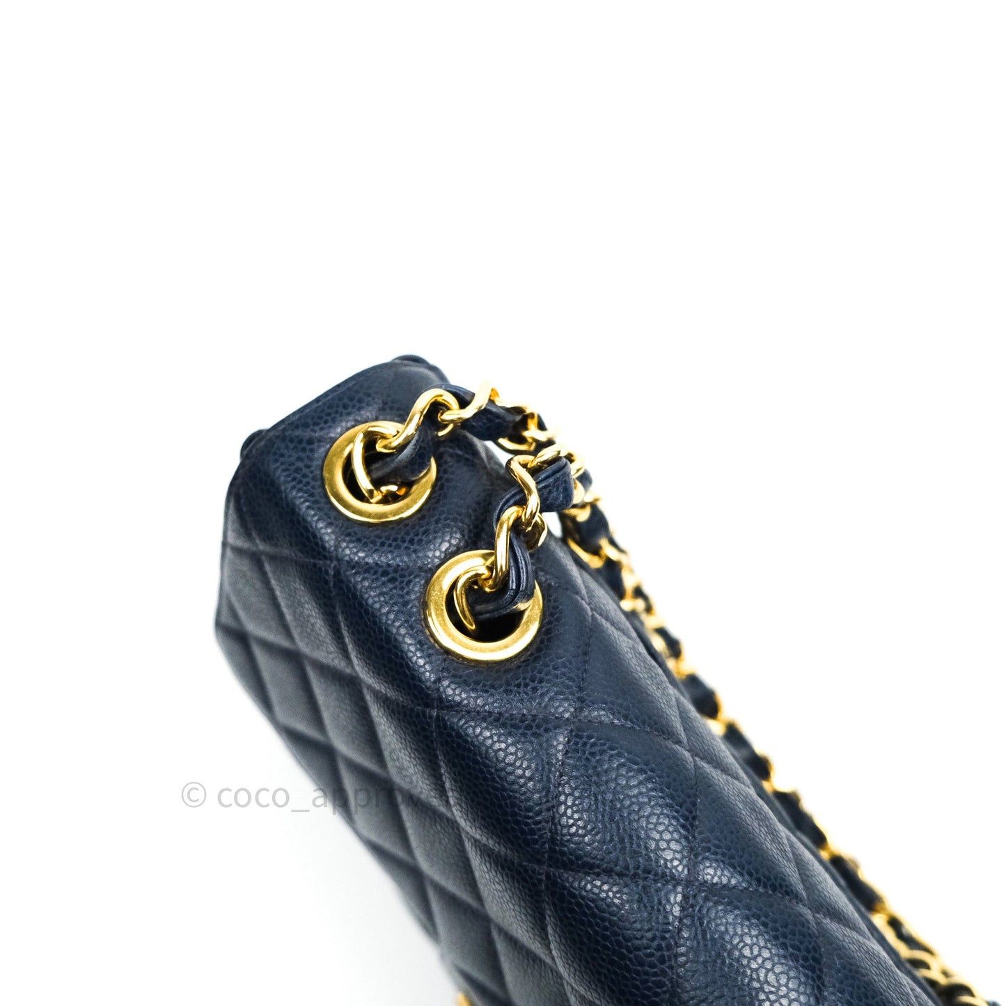 Chanel Vintage XL Jumbo Single Flap Navy Caviar 24K Gold Hardware