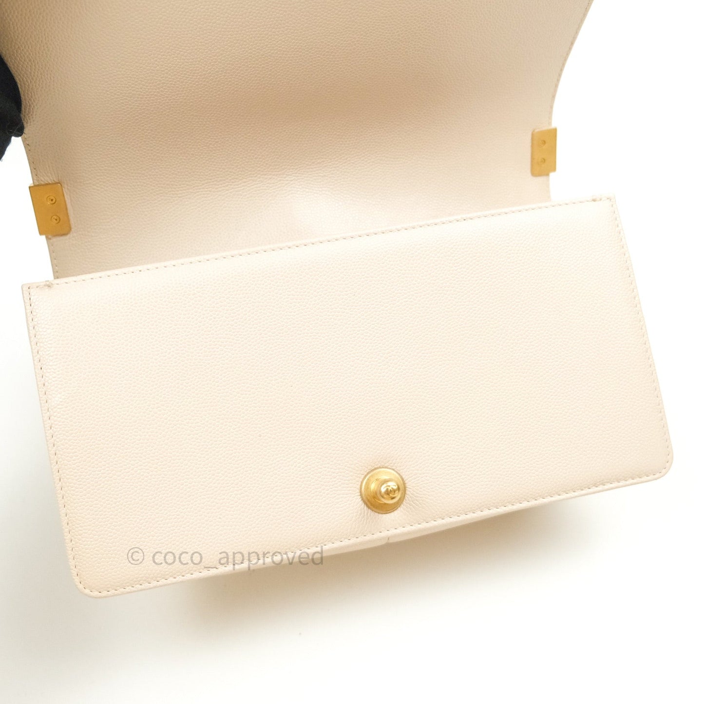 Chanel Boy Chevron Medium Beige Caviar Gold Hardware