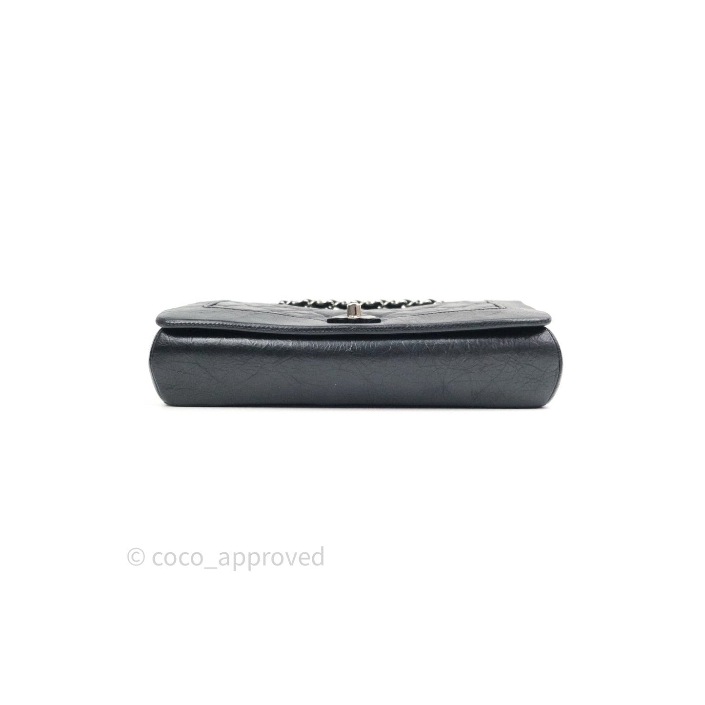 Chanel Bi Quilted Crumpled Calfskin Black Silver Hardware