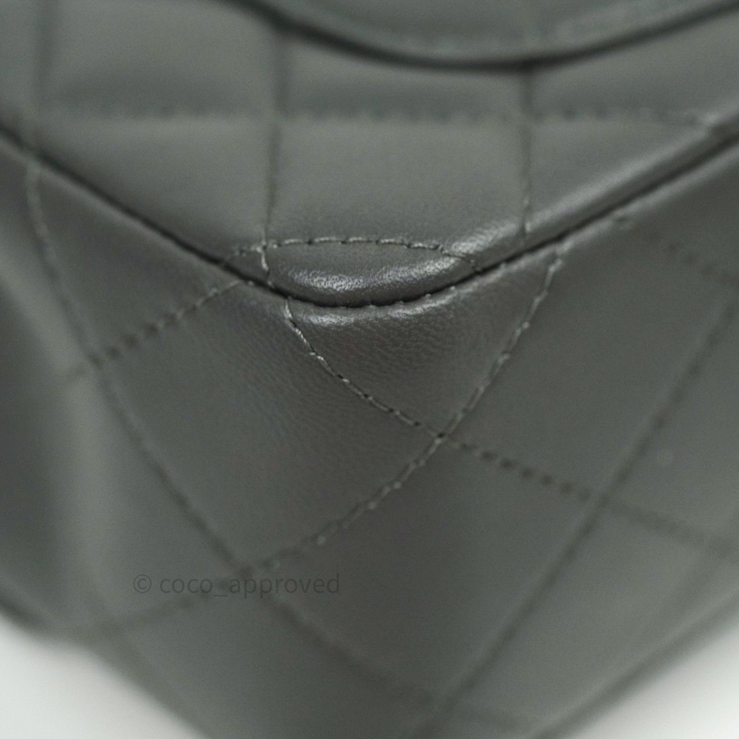 Chanel Quilted Mini Rectangular Dark Grey Lambskin Gold Hardware