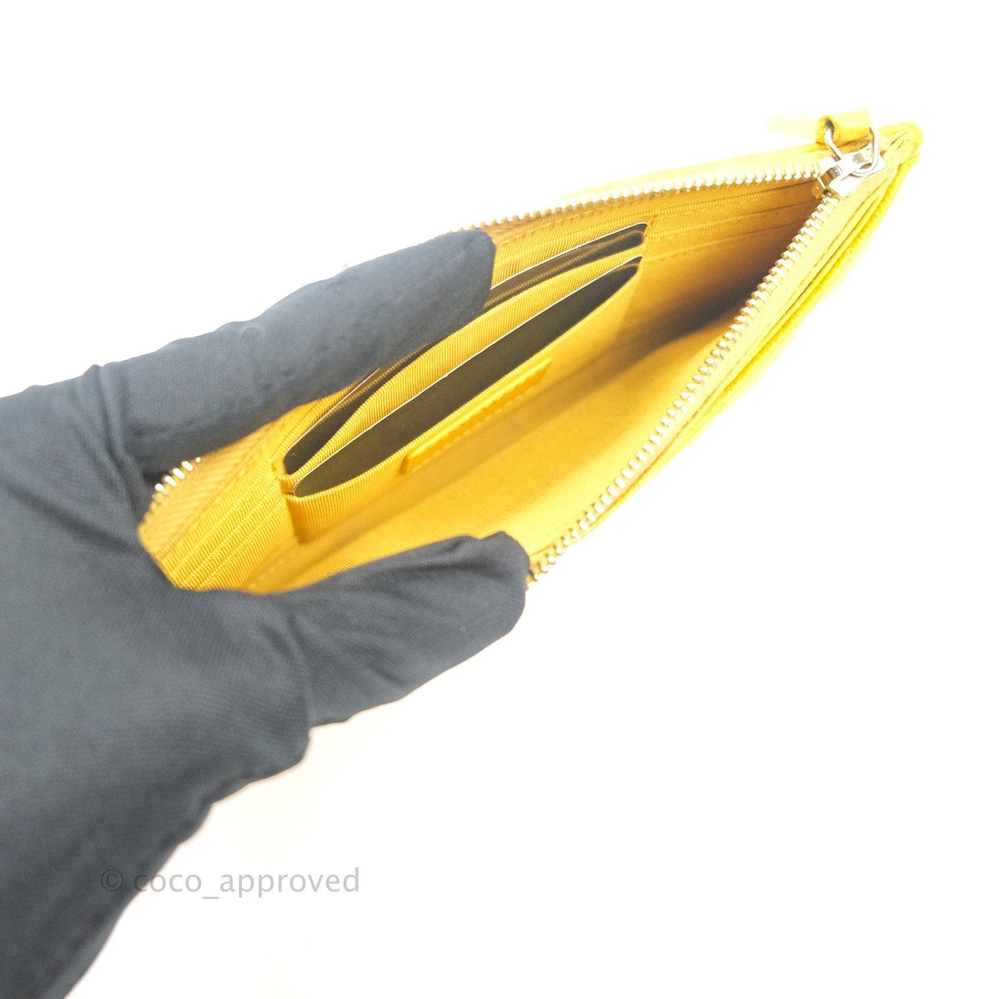 Chanel O Case Phone Case Pouch Card Holder Yellow Caviar Gold Hardware