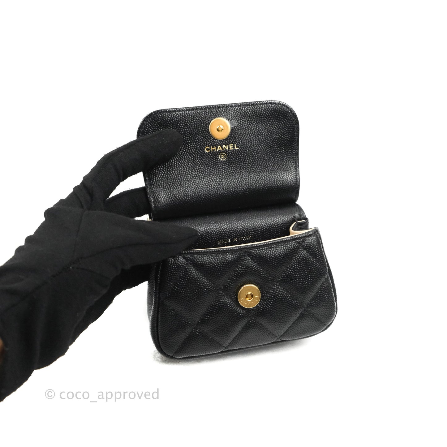 Chanel Clutch with Chain Black Caviar Gold Hardware 22K
