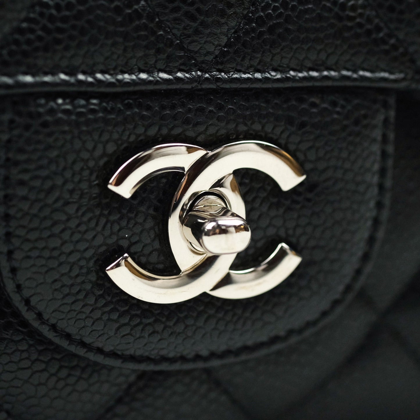Chanel Classic Maxi Single Flap Quilted Black Caviar Silver Hardware